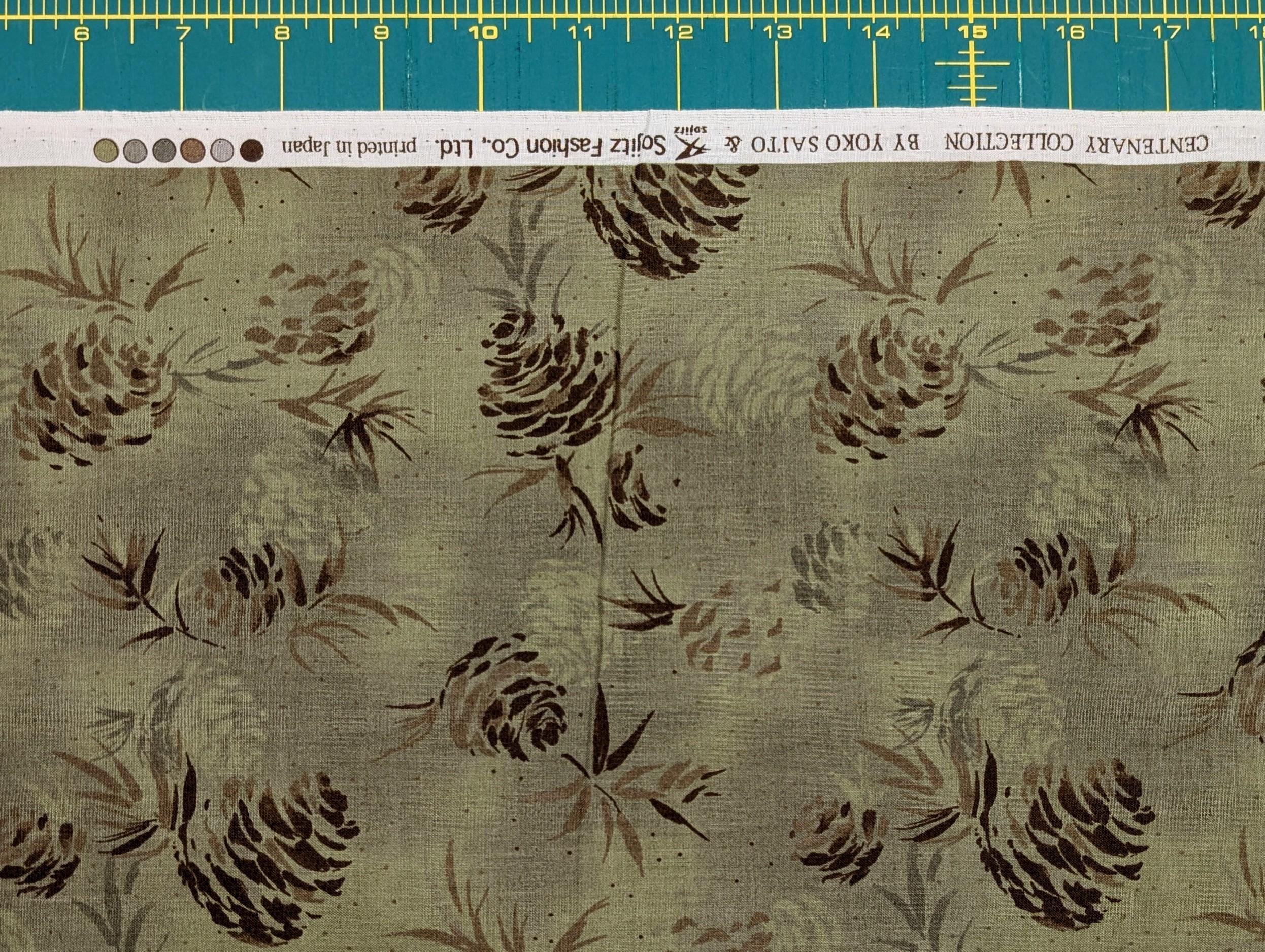 Vancet - Watercolor Pinecones Cotton Taupe - Green