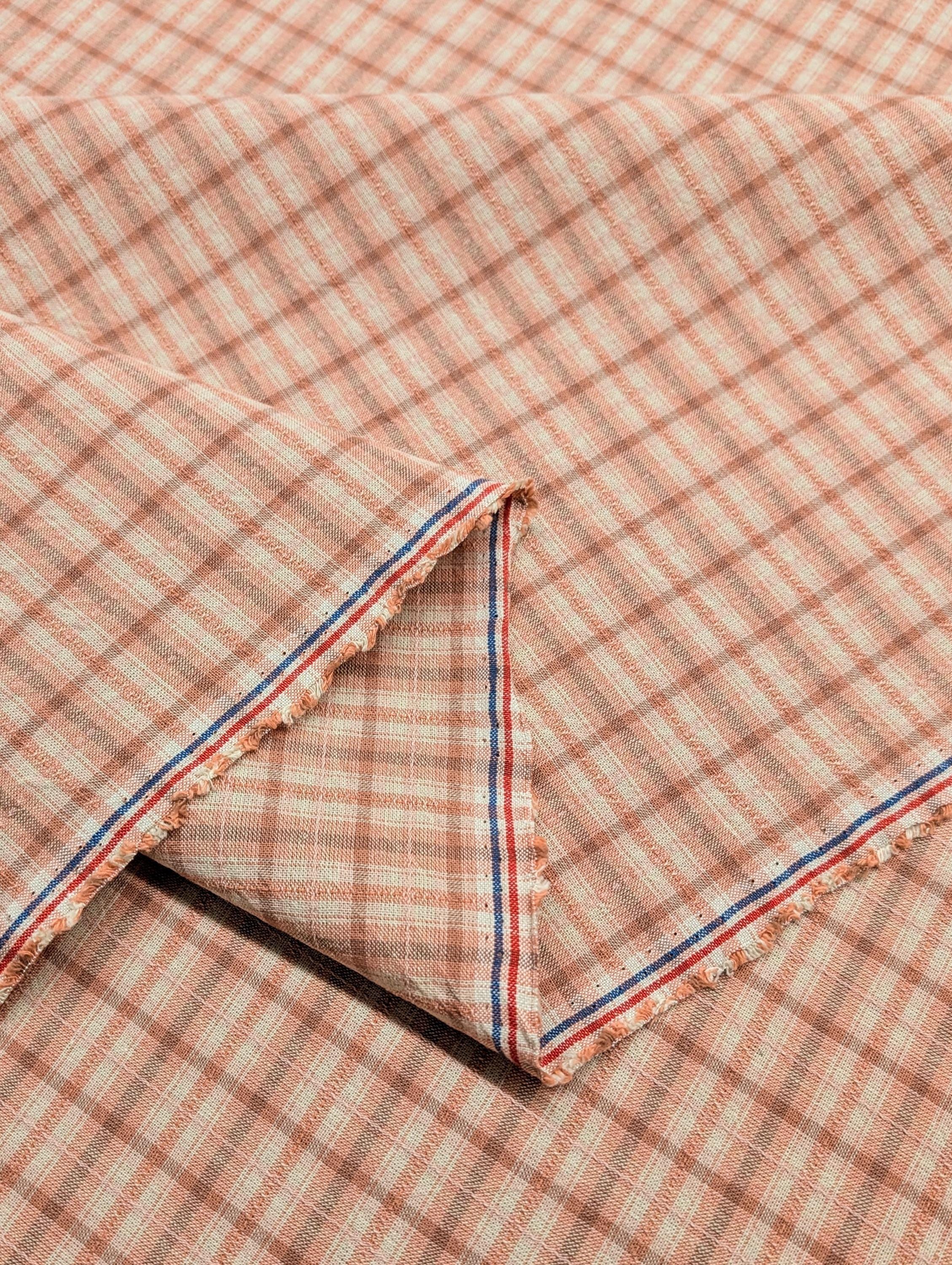 Textile Pantry - Junko Matsuda Yarn Dyed Plaid Cotton Fabric - Pink and Beige