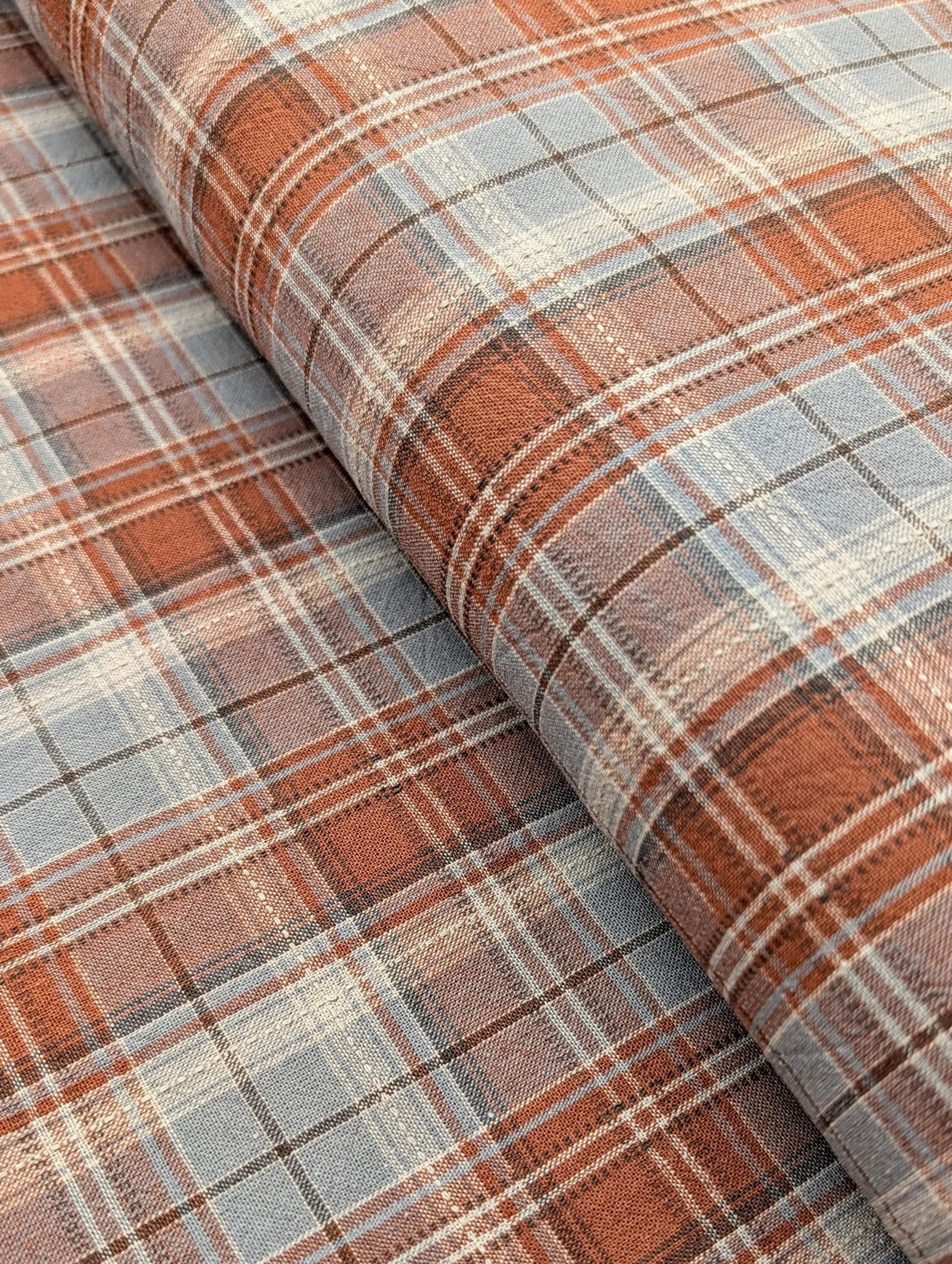 Junko Matsuda yarn dyed plaid Japanese cotton fabric Y25-0195 C red gray