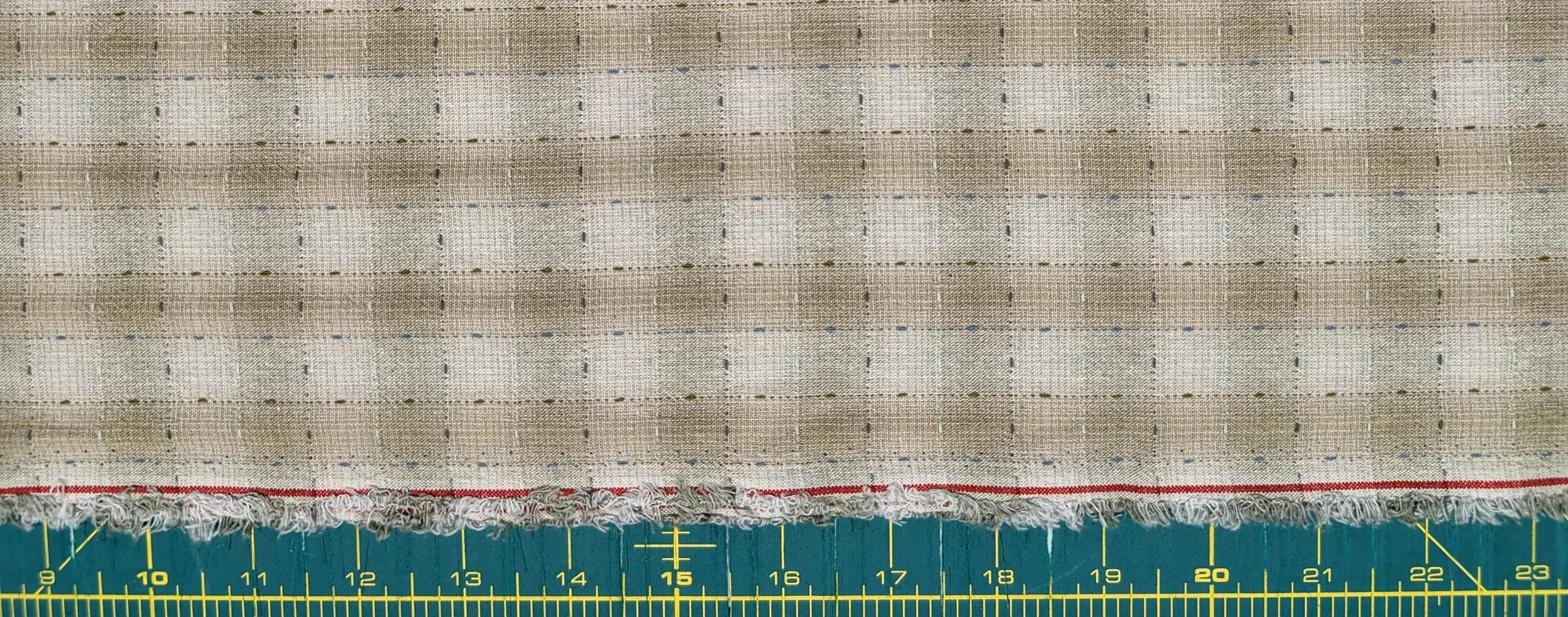 NEW Dotted textured gingham Japanese yarn dyed cotton taupe fabric SY10633S E blue