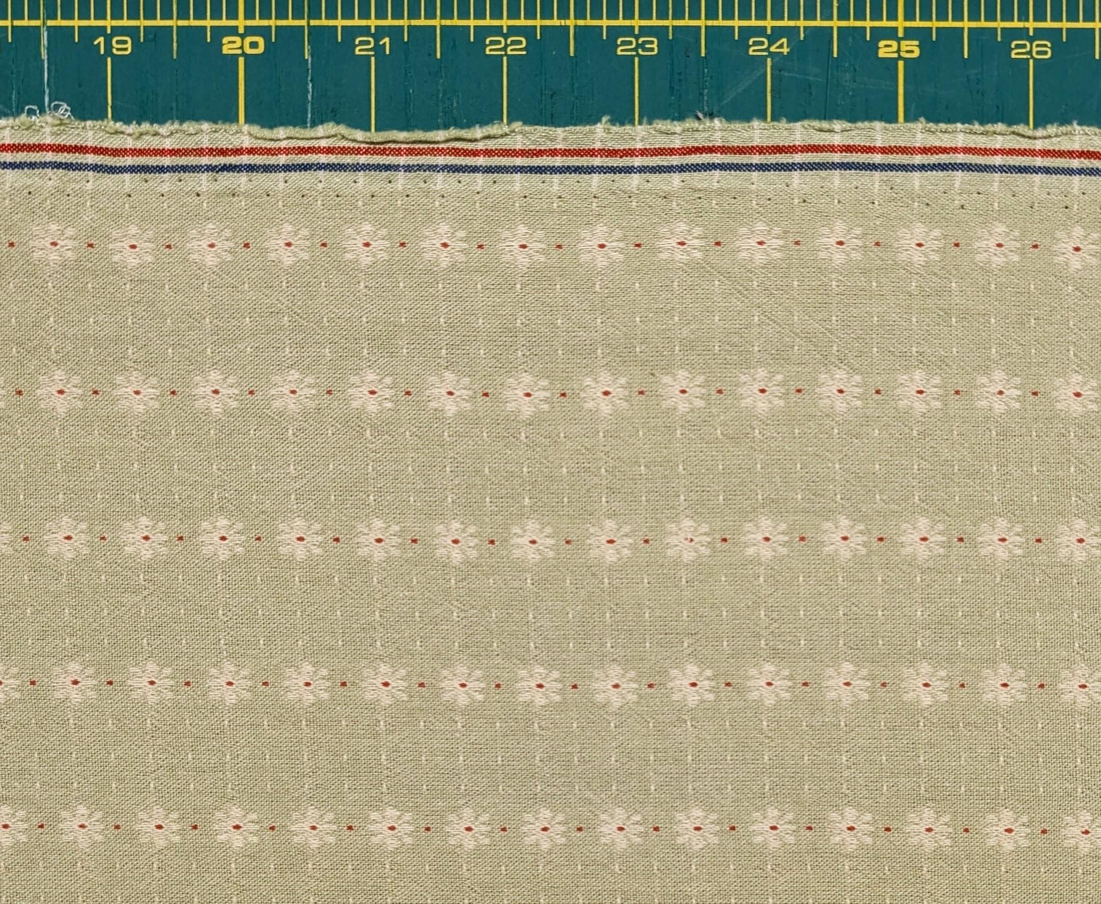 Textile Pantry - Junko Matsuda Yarn Dyed Daisy Stripes Cotton Fabric - Green