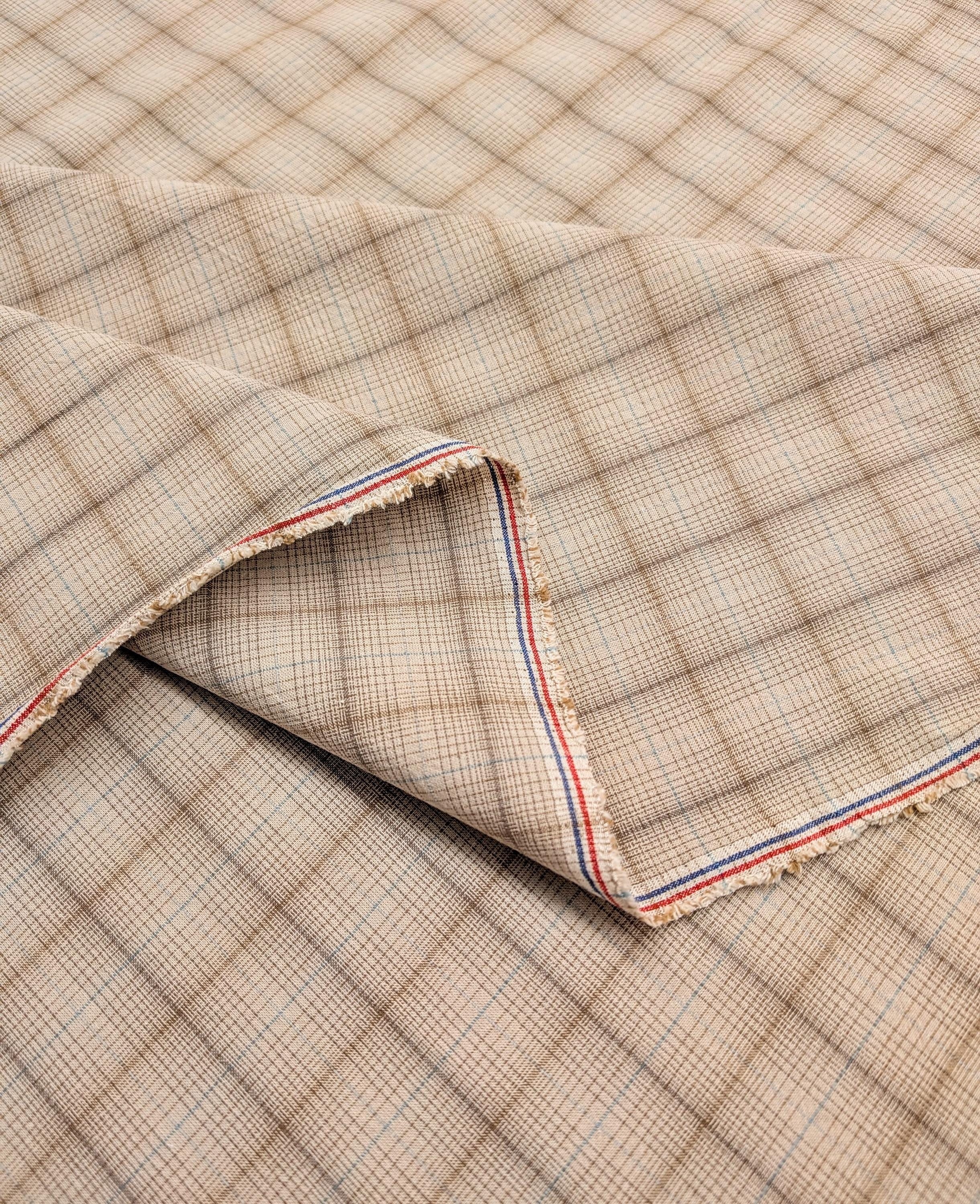 Junko Matsuda yarn dyed plaid Japanese cotton fabric Y25-0217 B tan