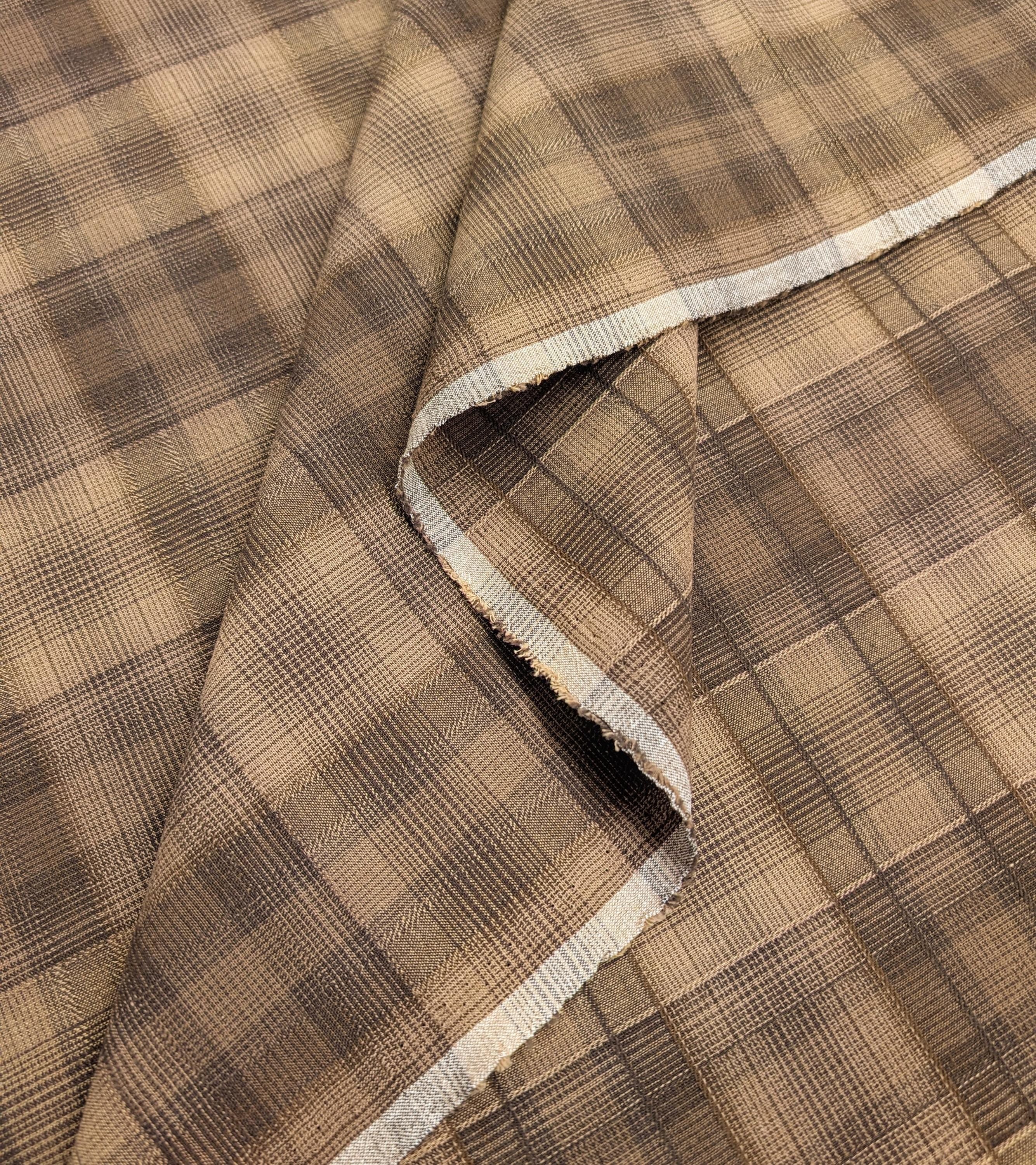 Cosmo plaid Japanese yarn dyed cotton taupe fabric AY77000-4 F brown & beige