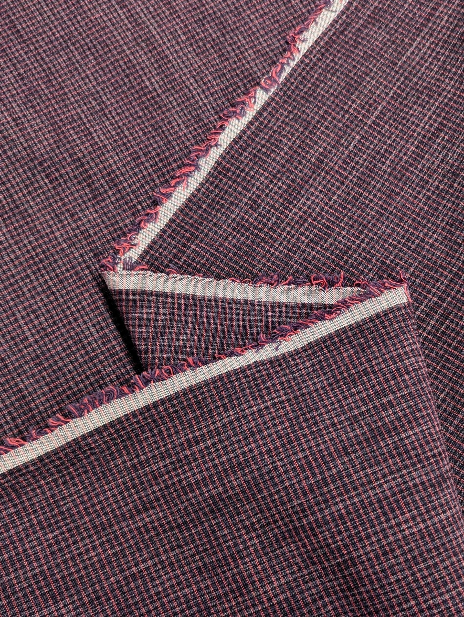 Cosmo - Japanese Yarn Dyed Cotton Taupe - Purple and Pink