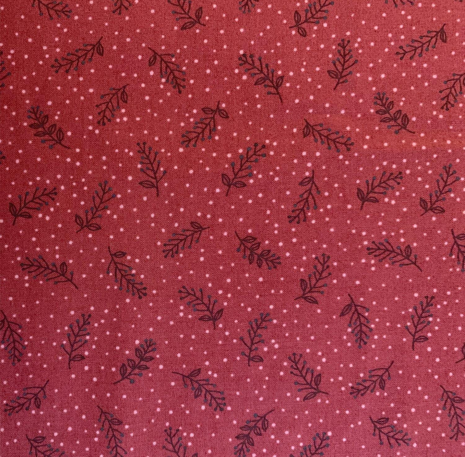 Orimono Imports - La Vie En Rose Cotton Taupe - Cranberry Red