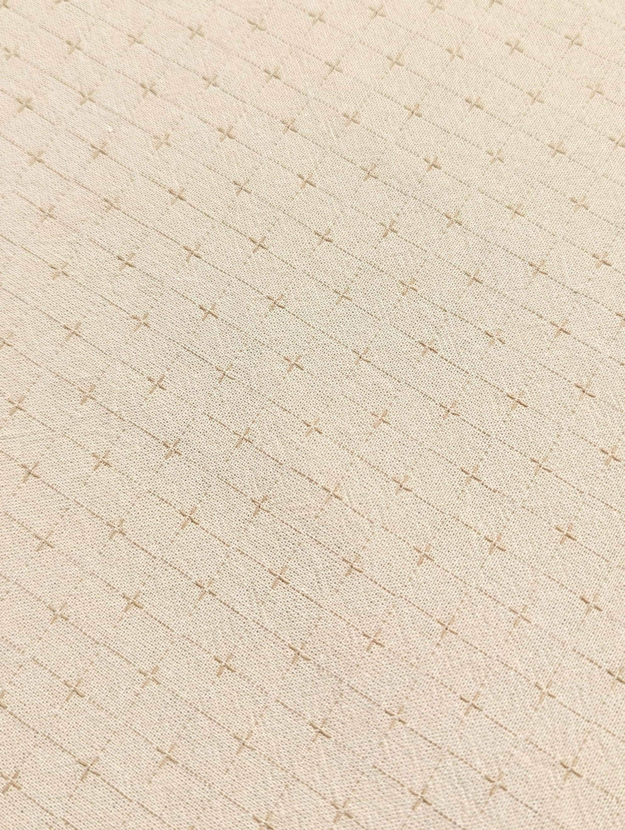 Japanese yarn dyed gridded stitches cotton fabric 4547-350 cream
