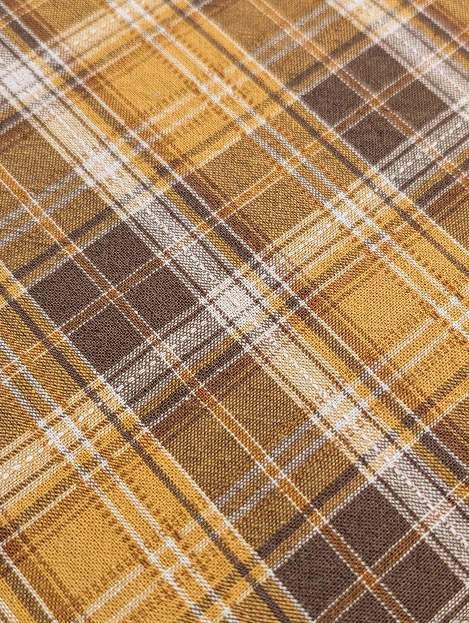 Textile Pantry - Junko Matsuda Yarn Dyed Plaid Cotton Fabric - Yellow and Brown