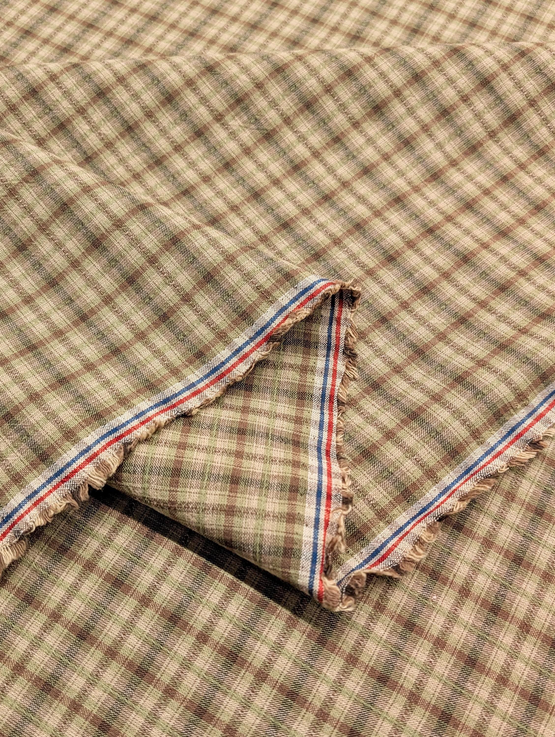 Textile Pantry - Junko Matsuda Yarn Dyed Plaid Cotton Fabric - Brown and Beige