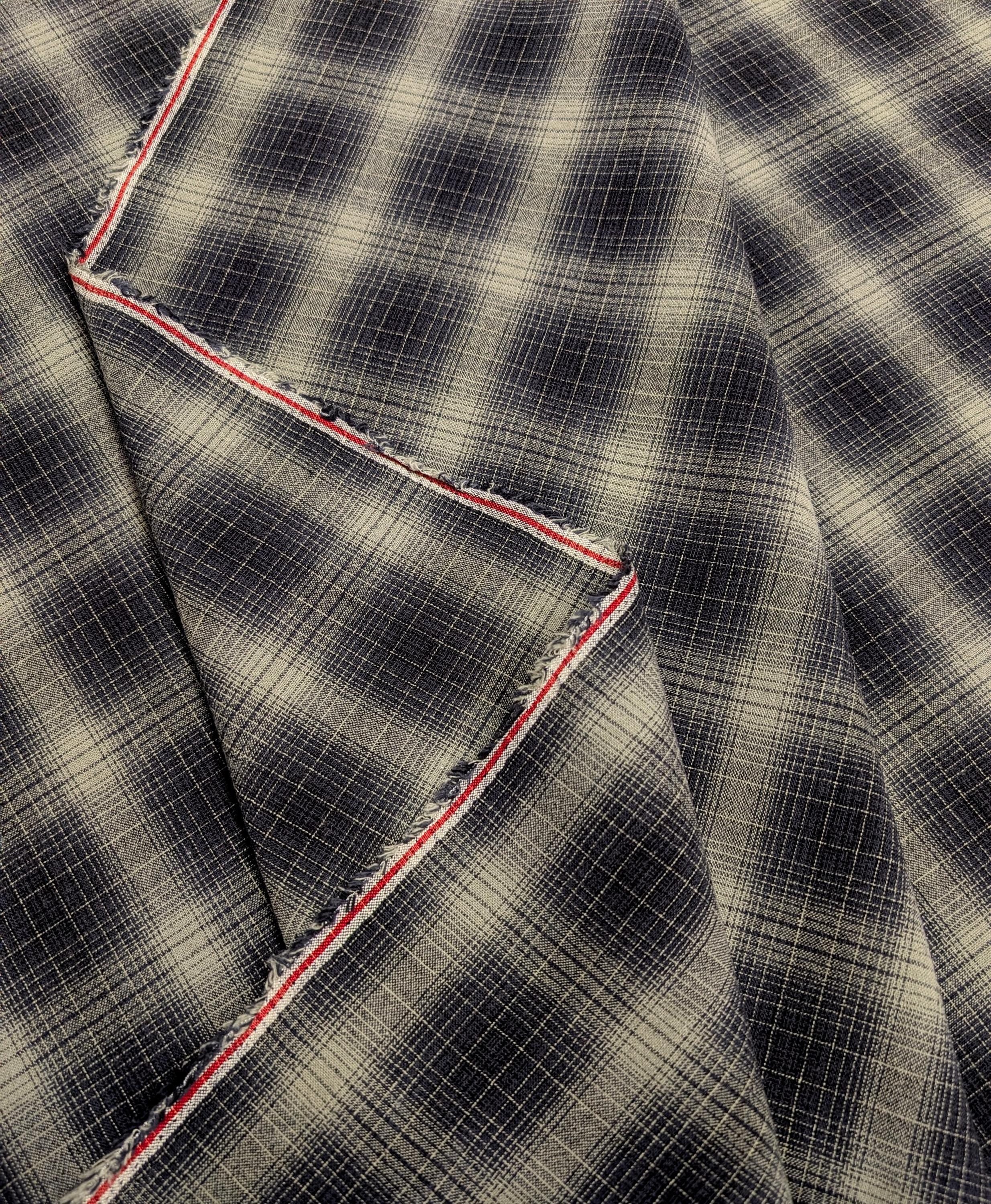 NEW Japanese yarn dyed ombre plaid cotton fabric SY10630S H black & gray