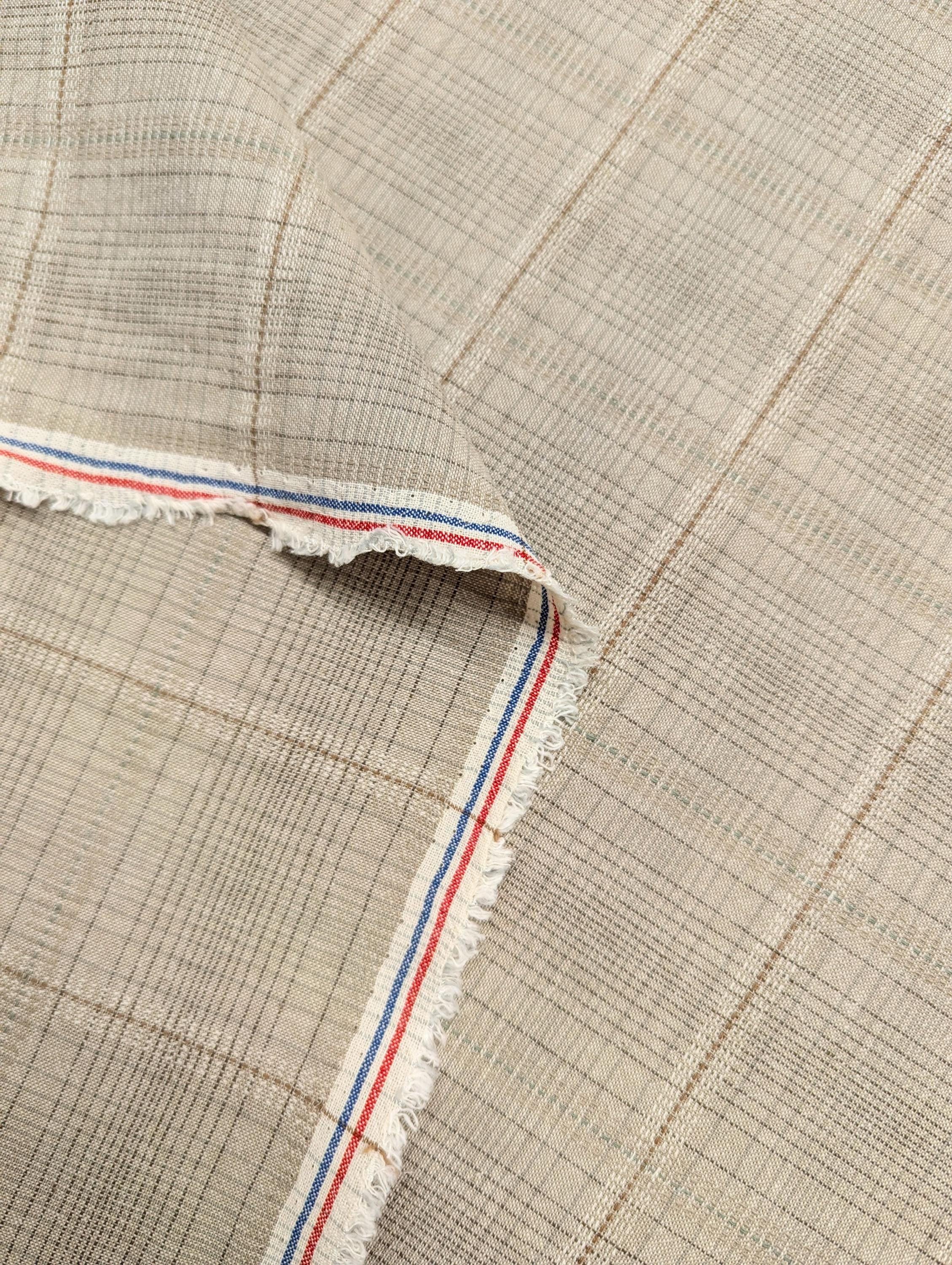 Textile Pantry - Junko Matsuda Yarn Dyed Plaid Cotton Fabric - Tan