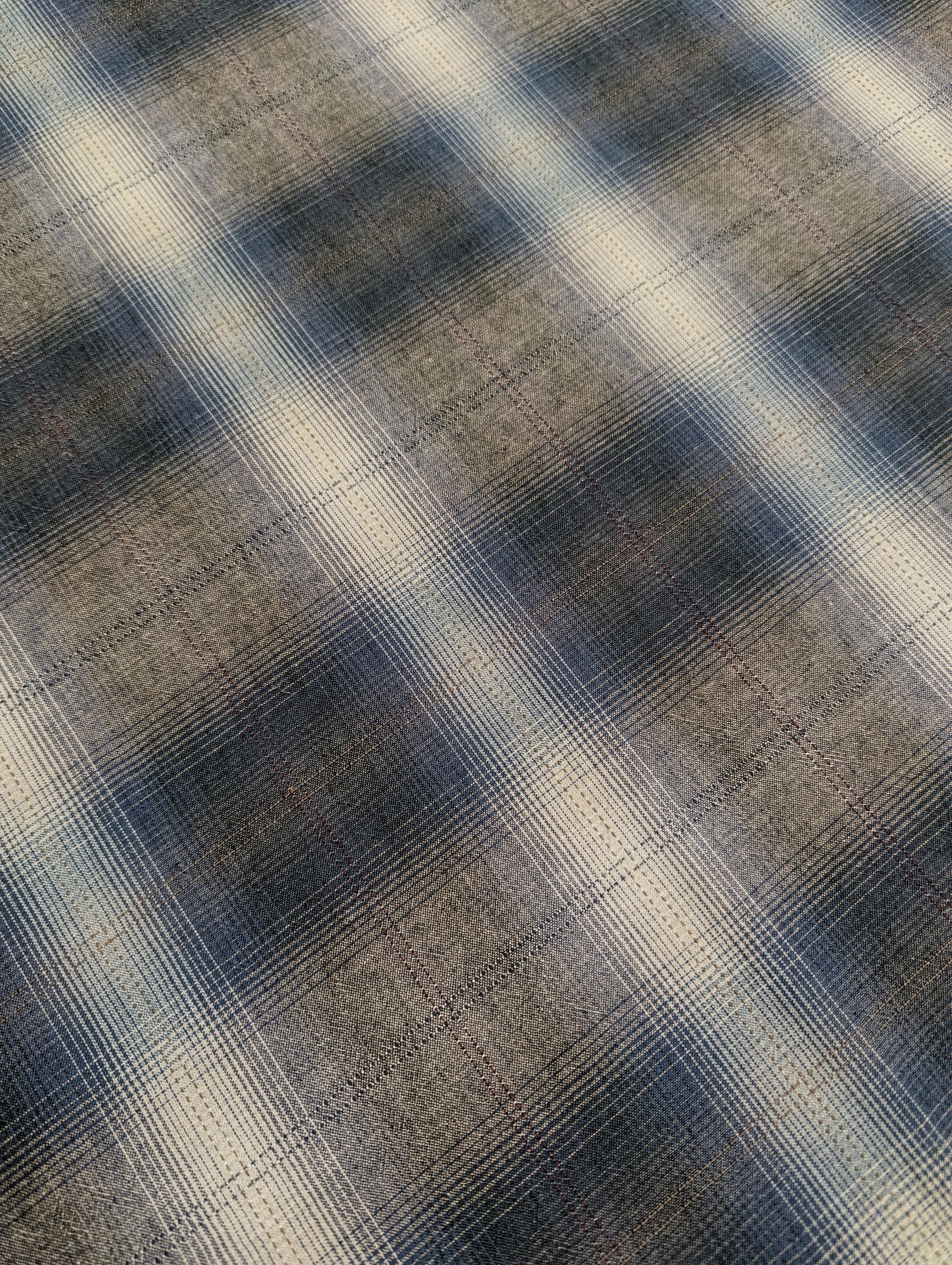 Japanese yarn dyed big plaid cotton fabric 4547-348 dark blue