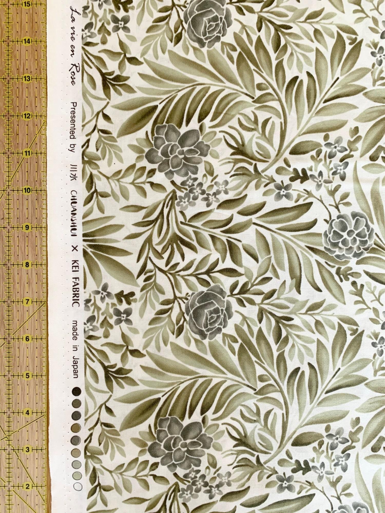 Orimono Imports - La Vie En Rose Cotton Taupe - Green