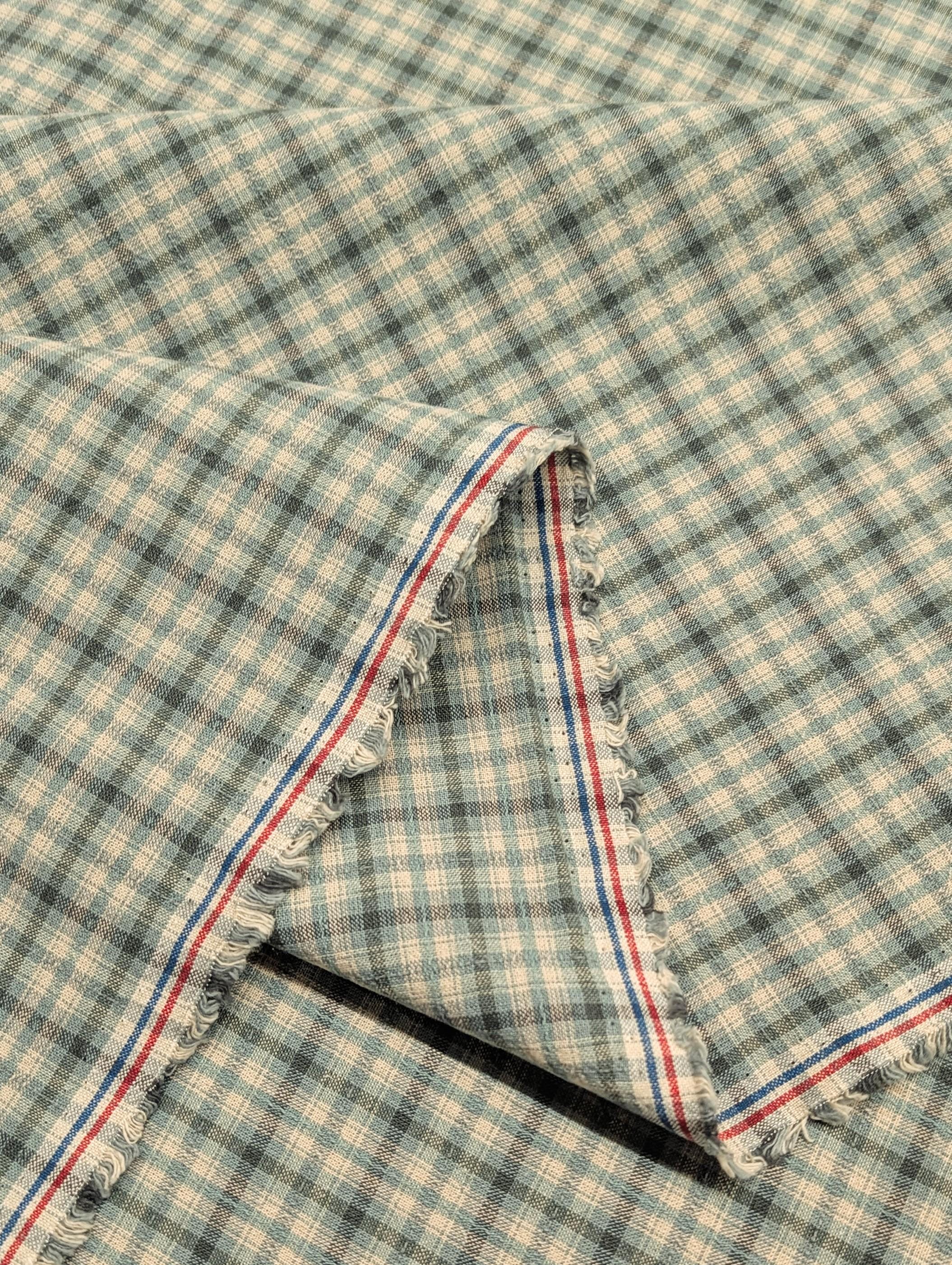 Textile Pantry - Junko Matsuda Yarn Dyed Plaid Cotton Fabric - Blue and Beige
