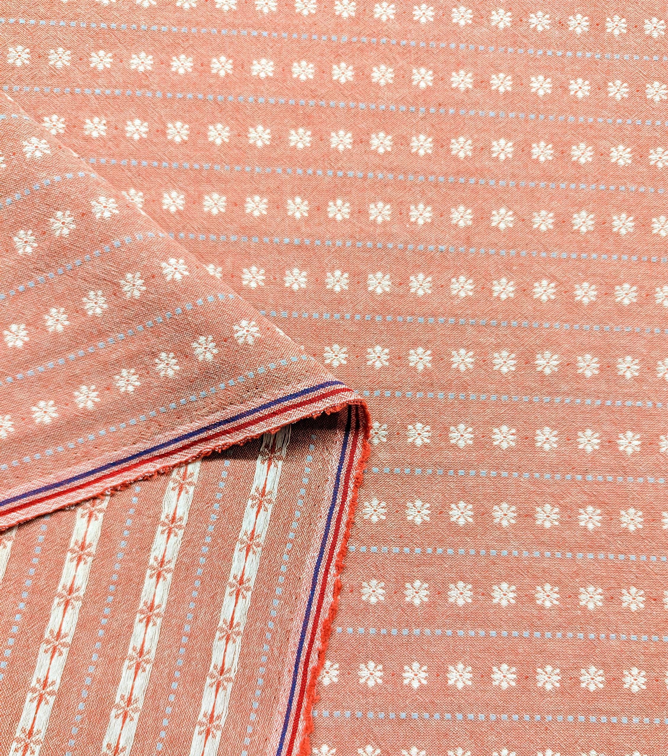 Junko Matsuda yarn dyed Daisy Chain Japanese cotton fabric Y25-0154 D coral pink