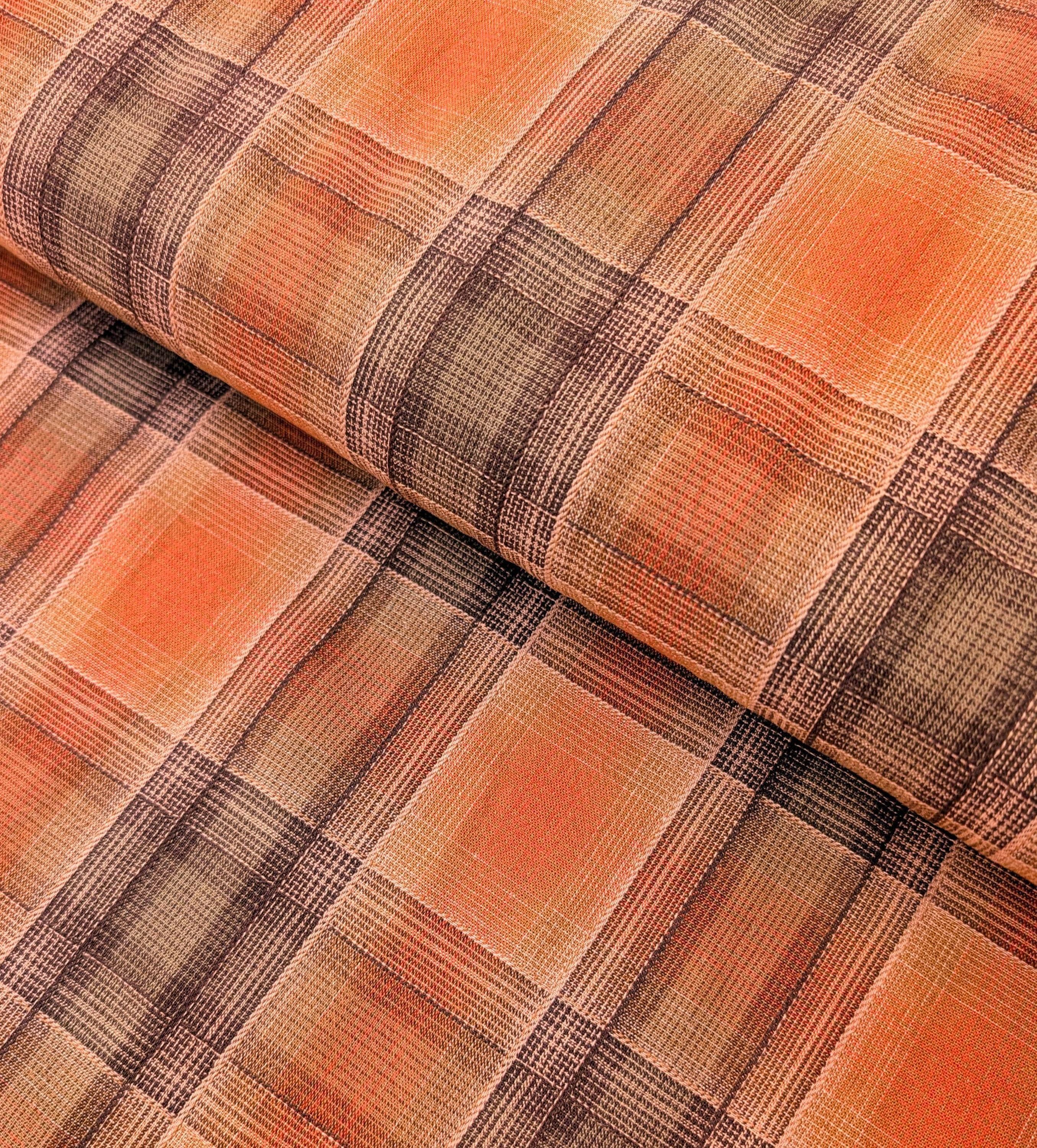 Cosmo plaid Japanese yarn dyed cotton taupe fabric AY77000-4 D red & gray