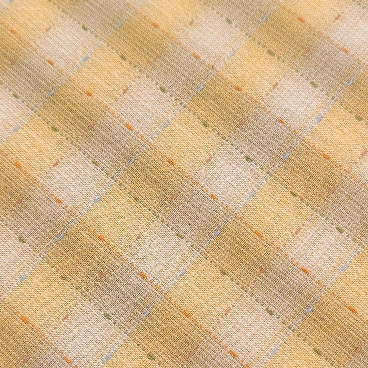 NEW Dotted textured gingham Japanese yarn dyed cotton taupe fabric SY10633S C yellow