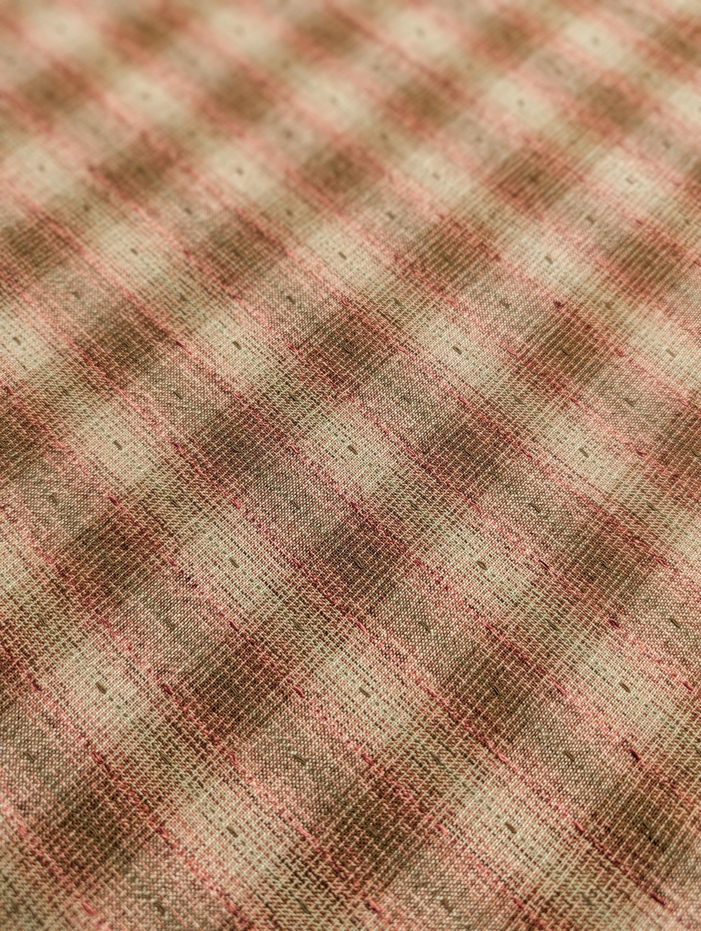 Cosmo - Dotted Textured Weave Yarn Dyed Cotton Taupe - Brick Red and Brown