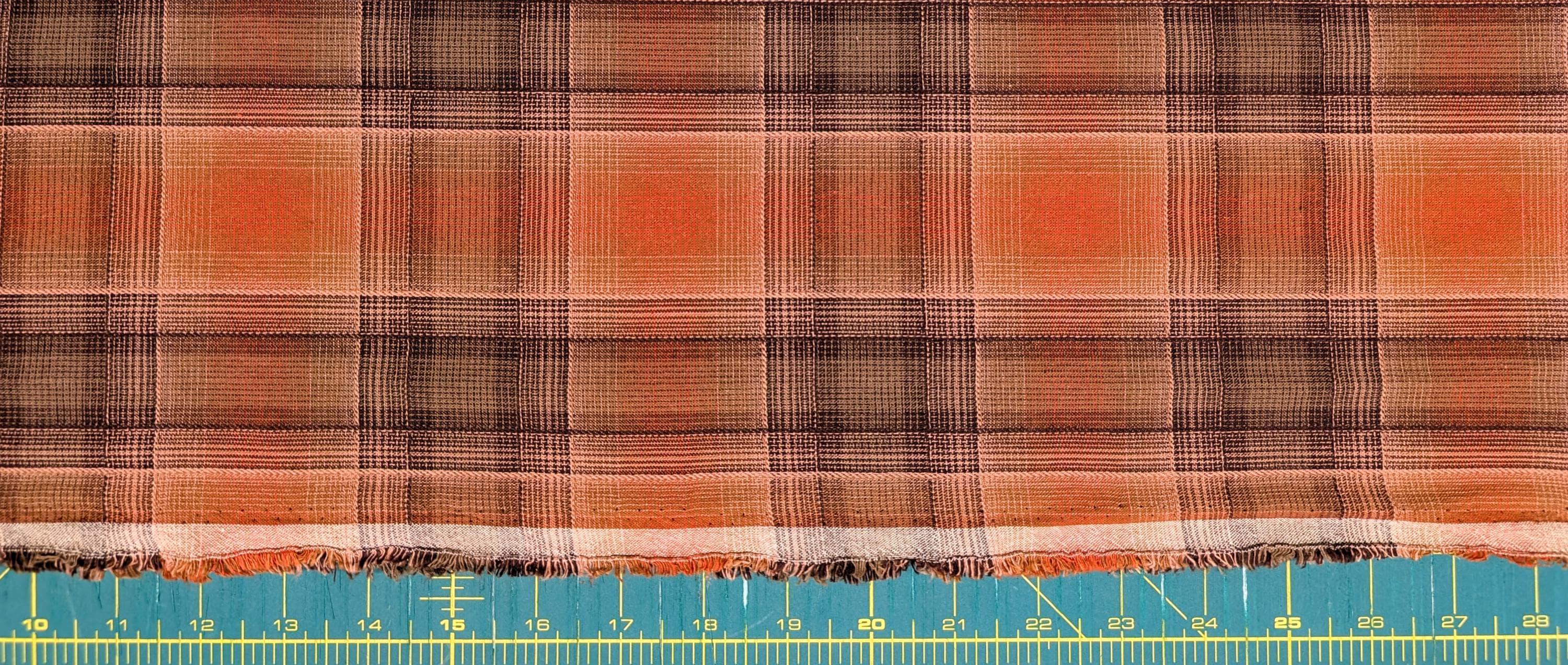 Cosmo plaid Japanese yarn dyed cotton taupe fabric AY77000-4 D red & gray