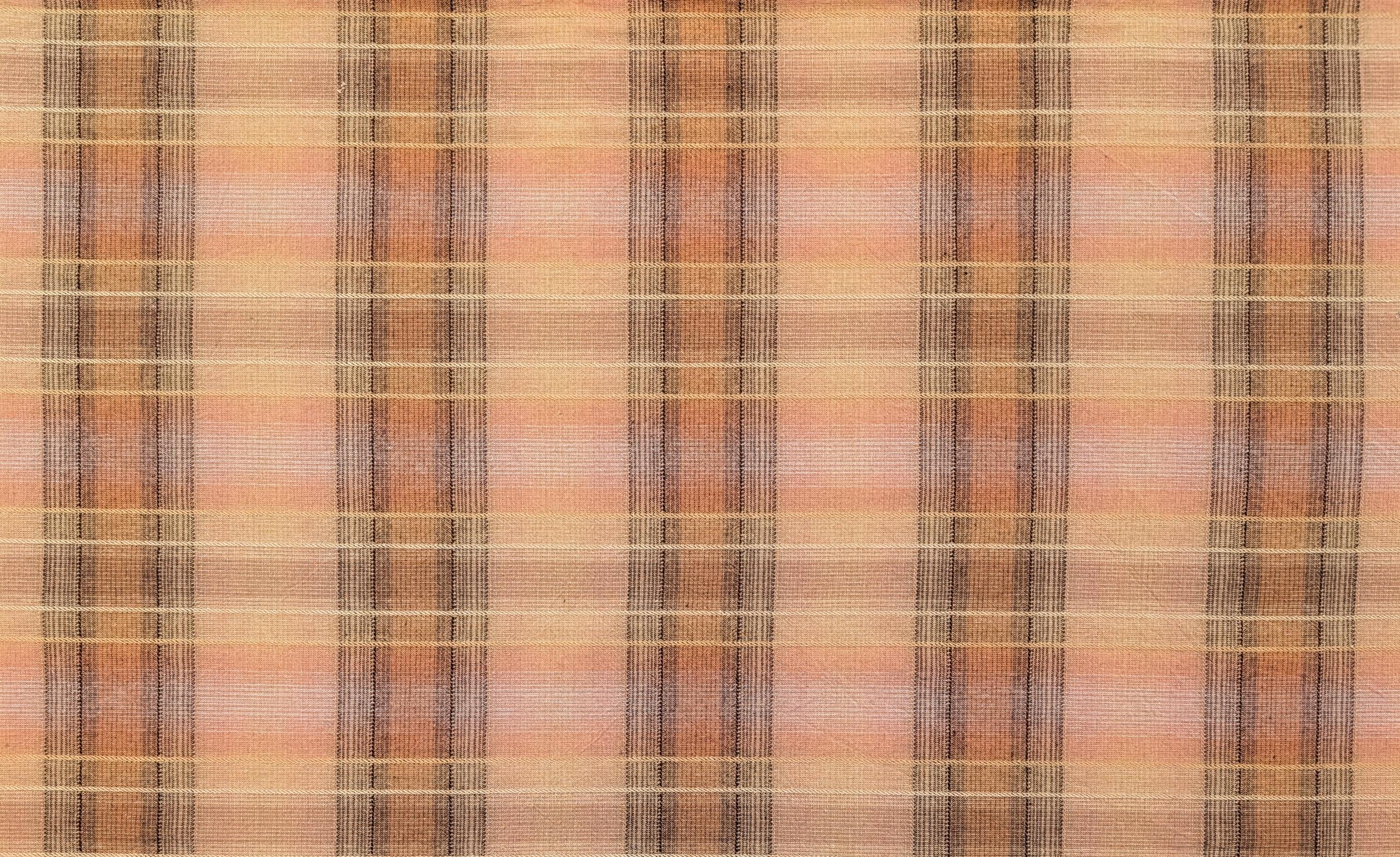 Cosmo plaid Japanese yarn dyed cotton taupe fabric AY77000-4 B beige & pink