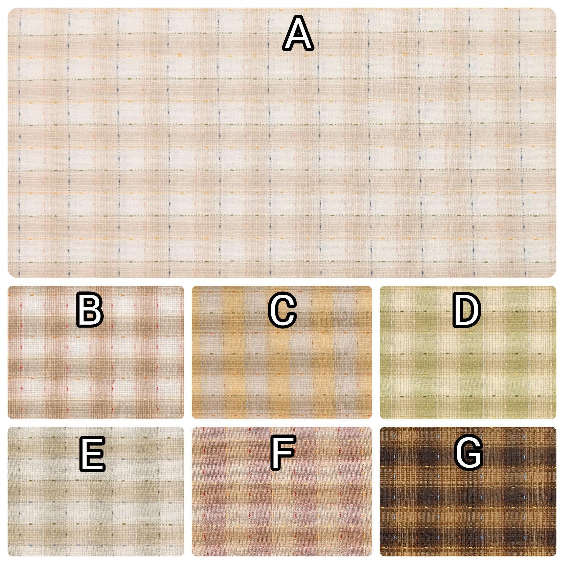 NEW Dotted textured gingham Japanese yarn dyed cotton taupe fabric SY10633S D green