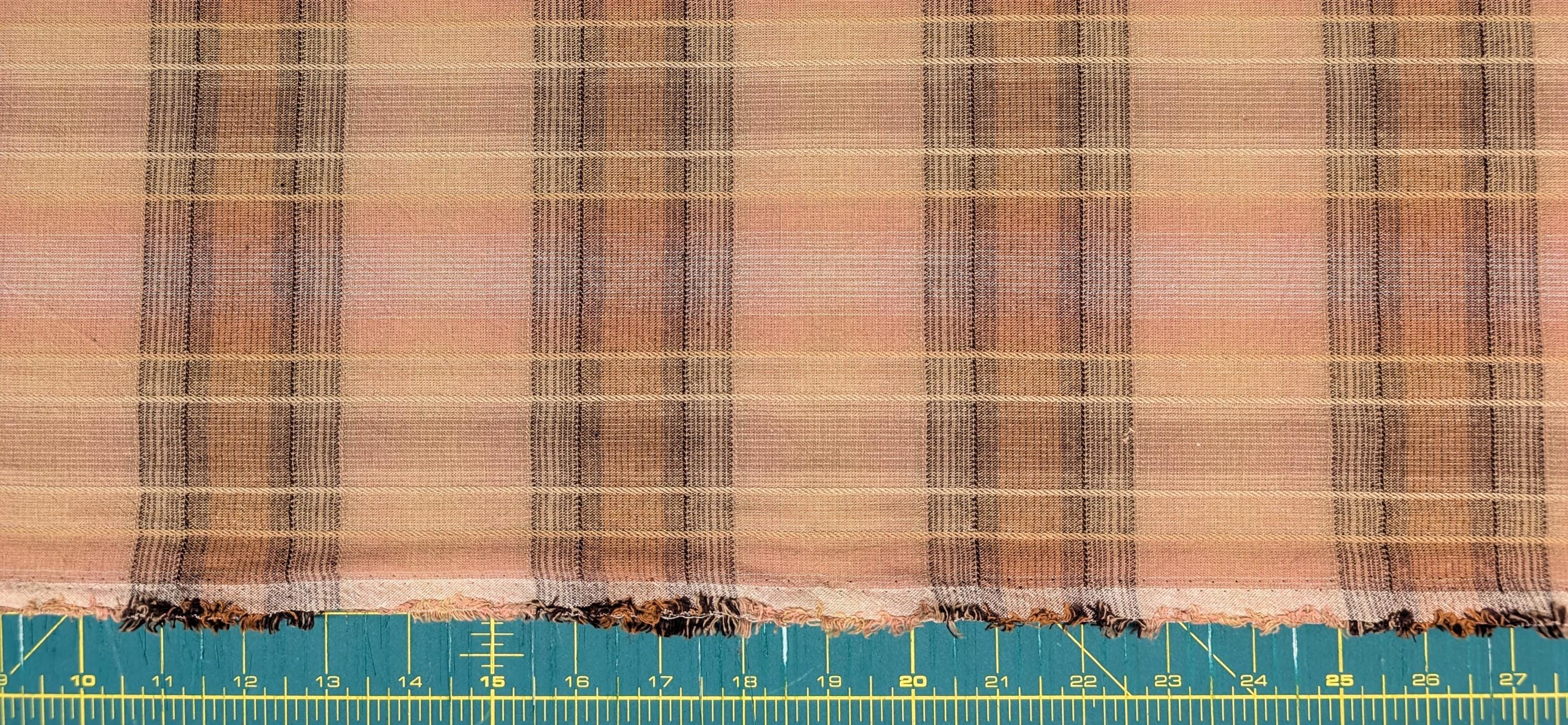 Cosmo plaid Japanese yarn dyed cotton taupe fabric AY77000-4 B beige & pink