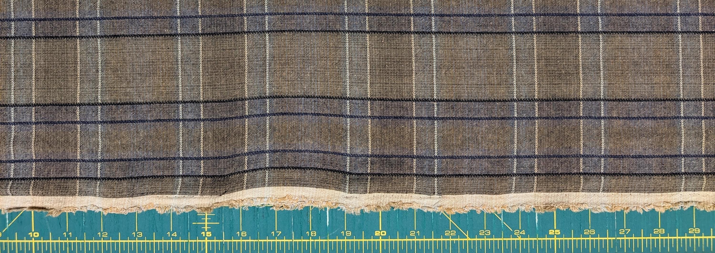 Cosmo plaid Japanese yarn dyed cotton taupe fabric AY77000-4 E gray & blue