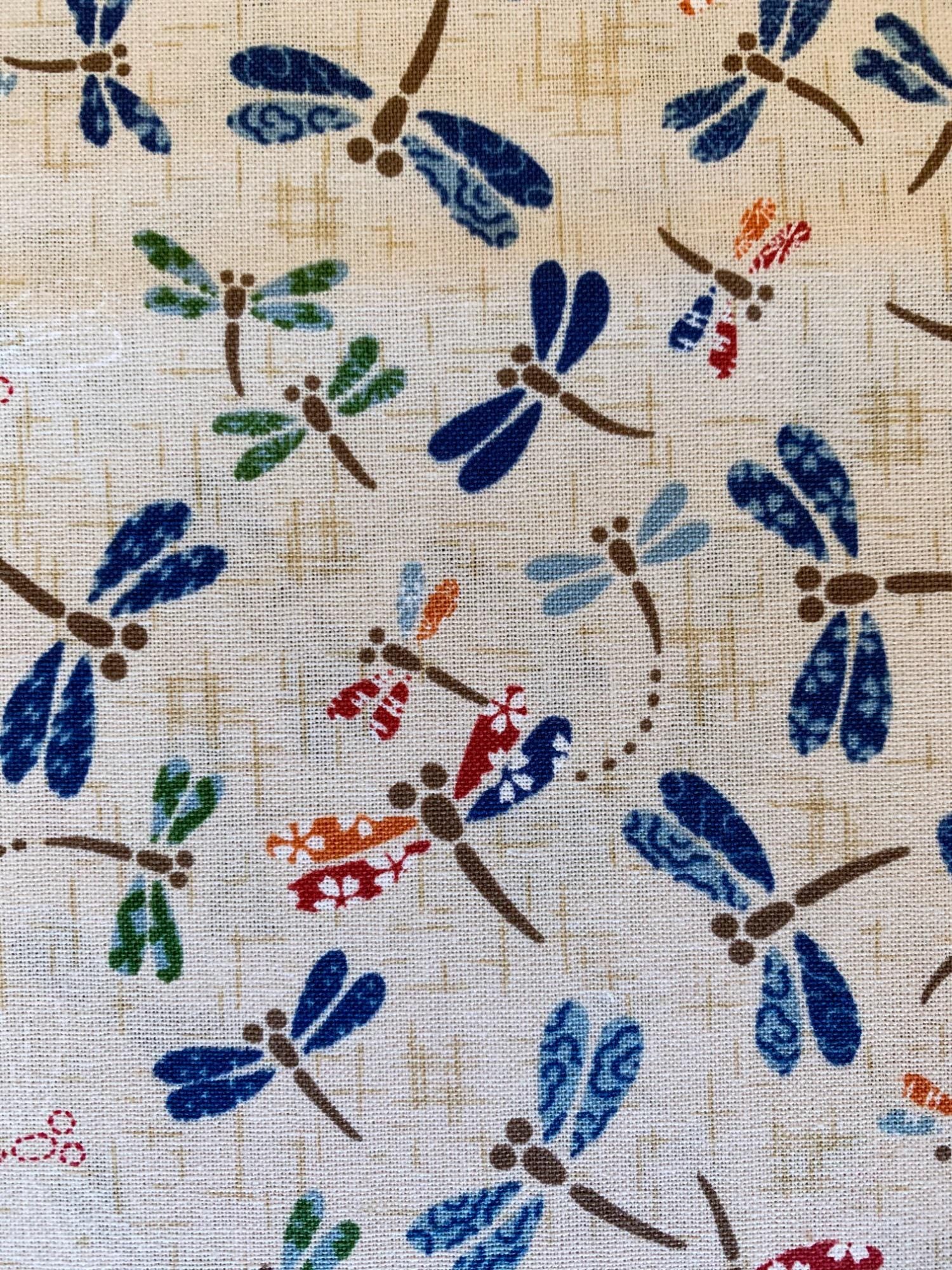 Sevenberry - Patchwork Dragonflies Cotton Fabric - Ivory