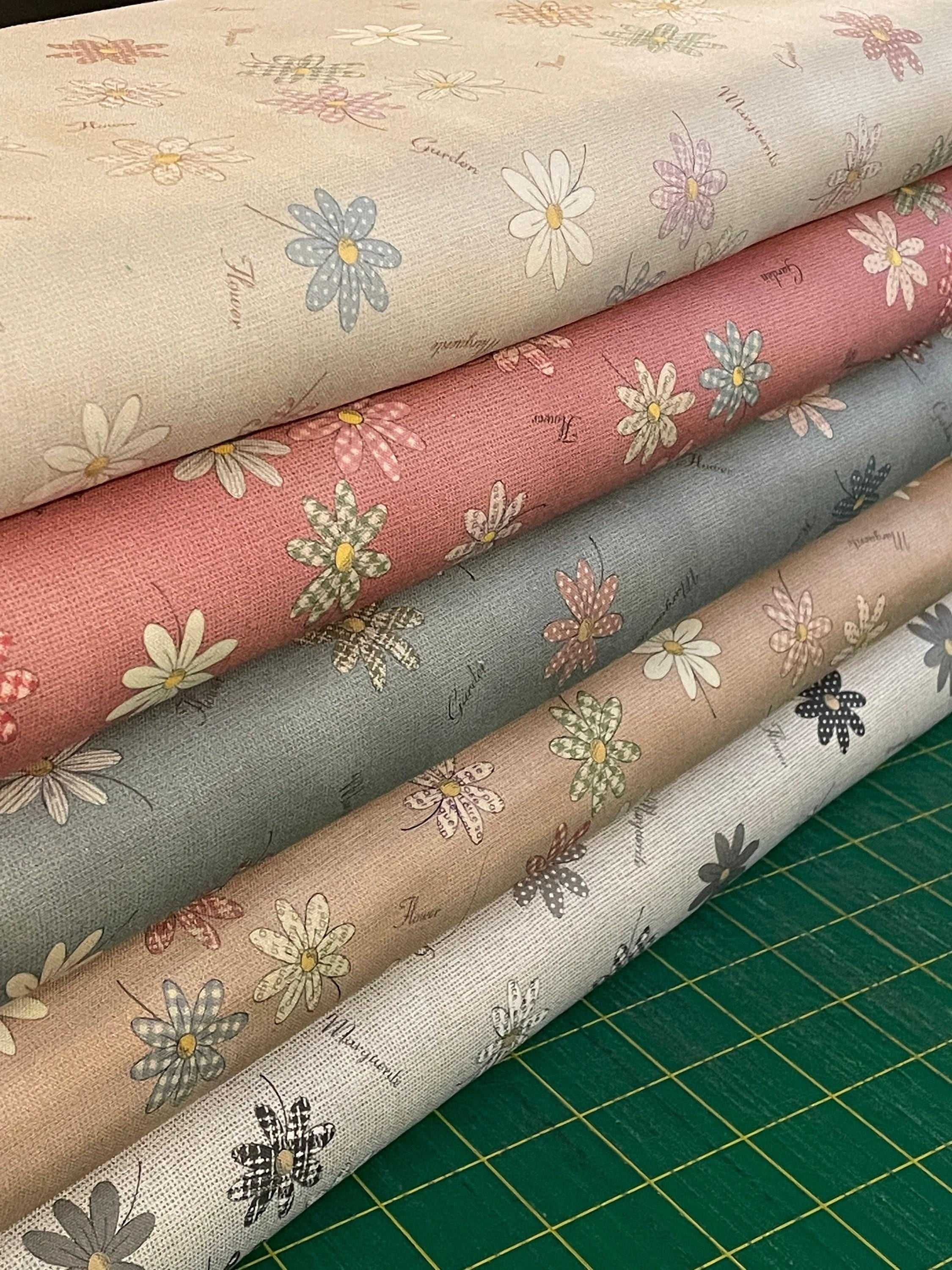 Textile Pantry - Junko Matsuda Chocolate Box Collection Daisies Print Cotton Fabric - Brown