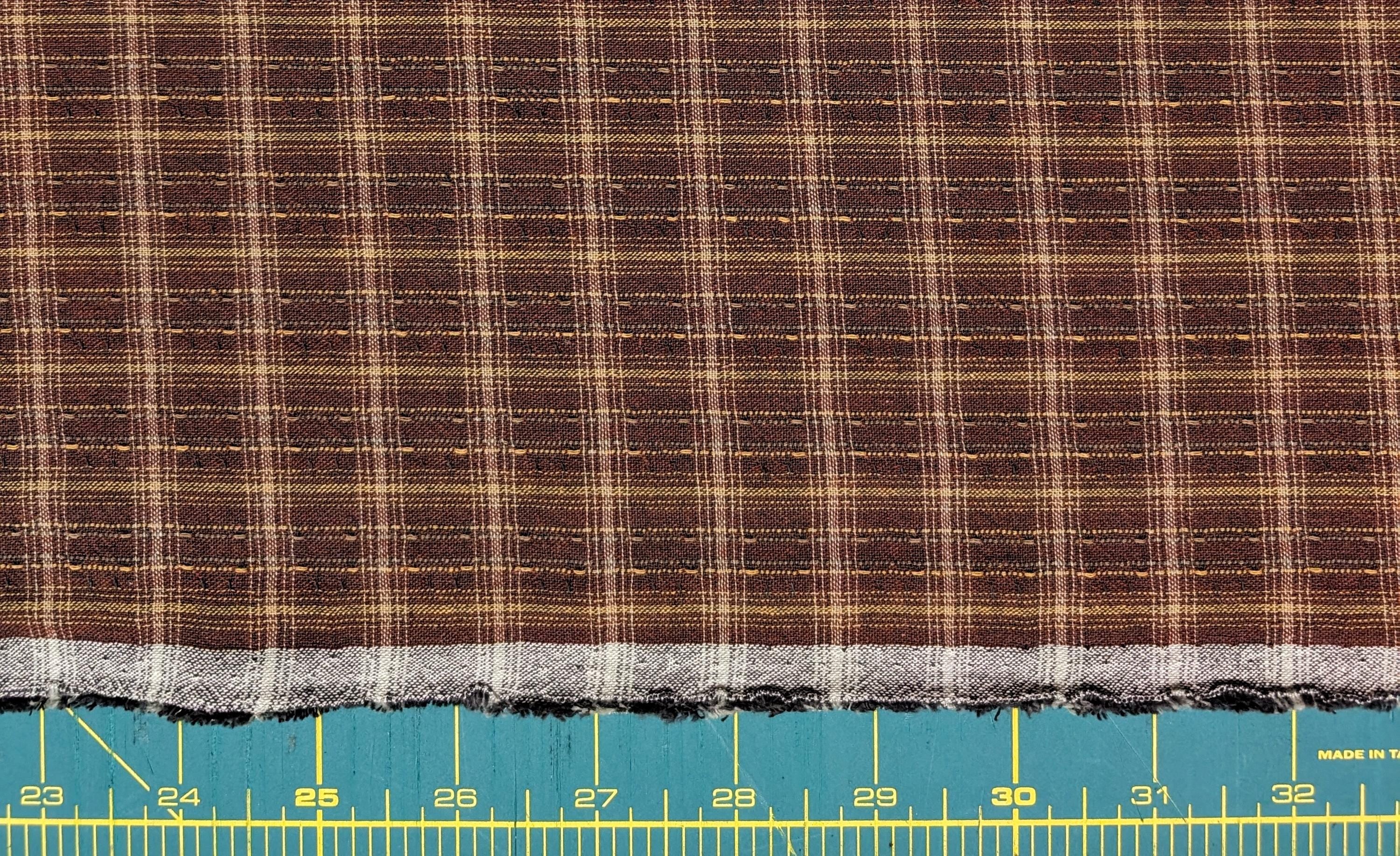 NEW Cosmo Madras Japanese yarn dyed cotton fabric AY20180H-3 C brown