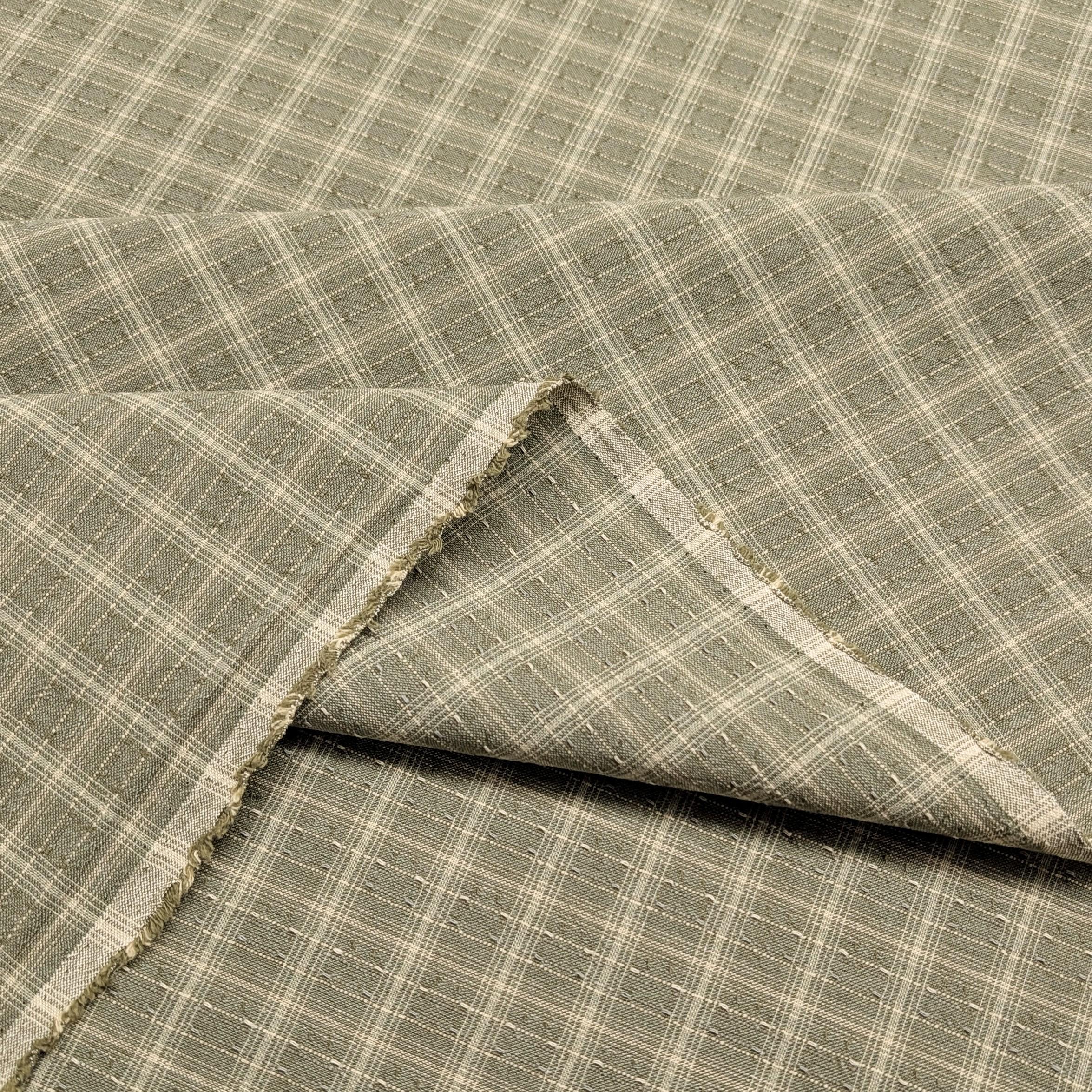 NEW Cosmo Madras Japanese yarn dyed cotton fabric AY20180H-3 E green