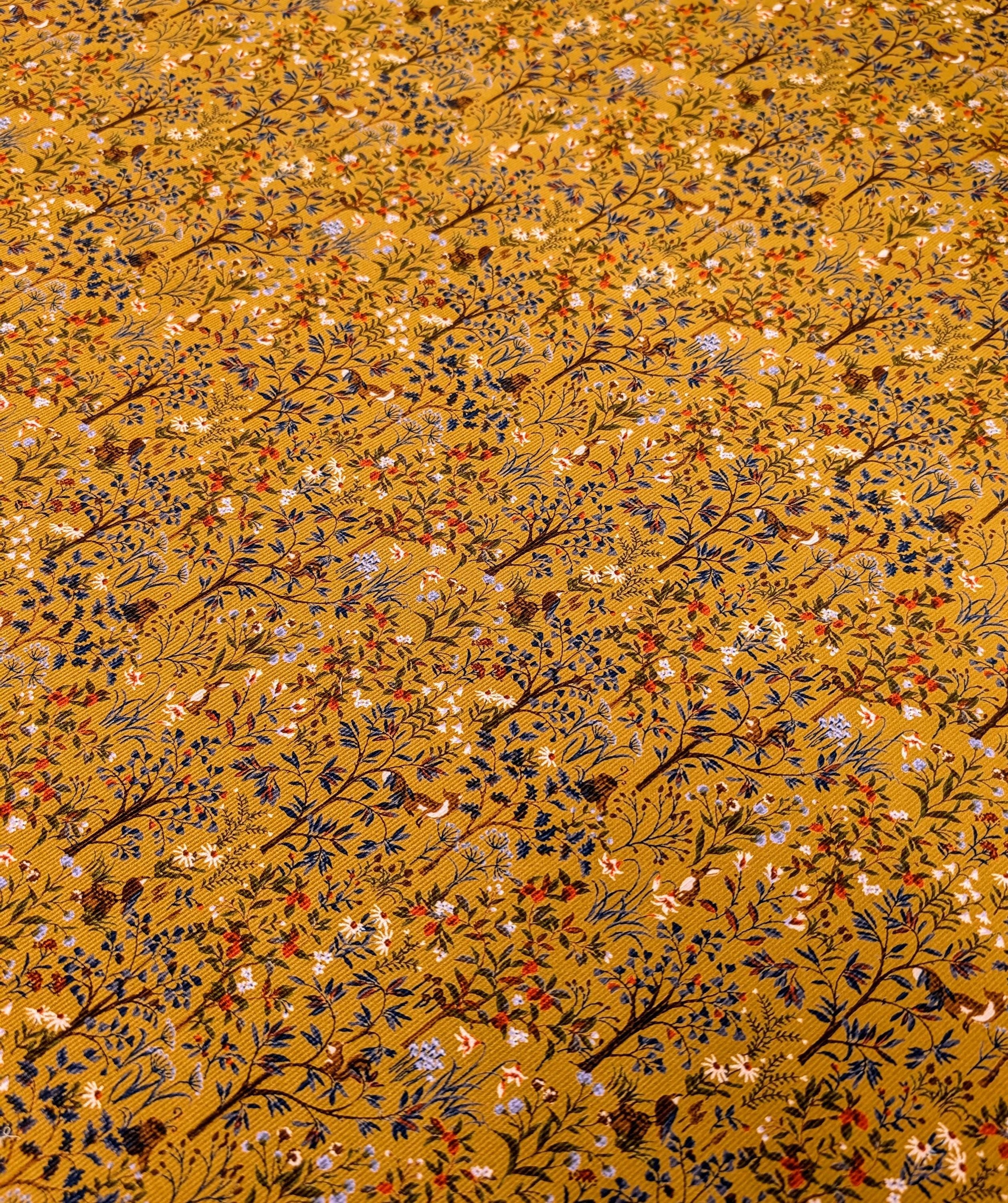 NEW Forest Fauna & Foxes Japanese cotton needle cord corduroy fabric Hokkoh 7025-1710-6 C yellow