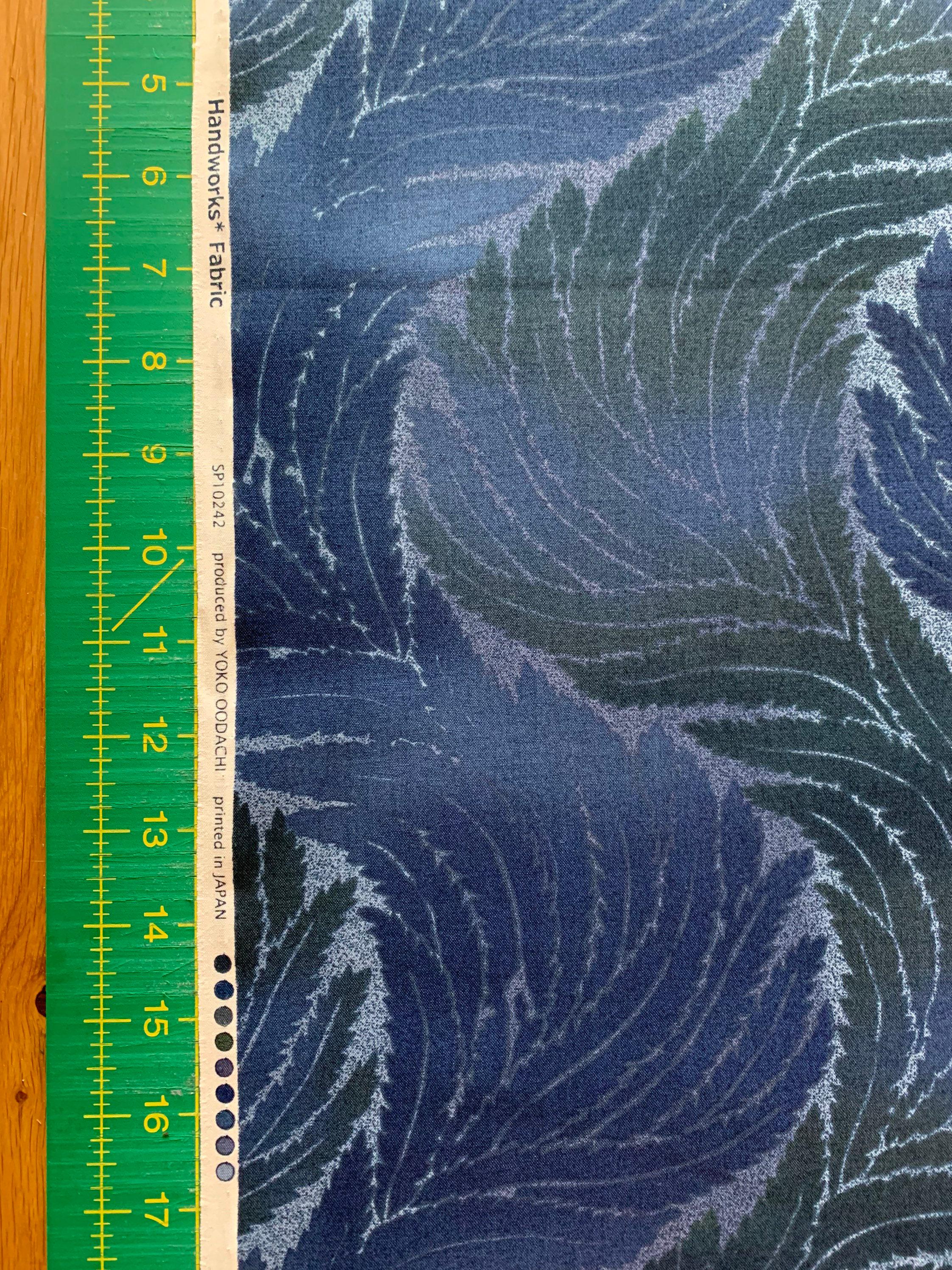 Feather Handworks Japanese printed cotton taupe fabric SP10242S-F lapis blue