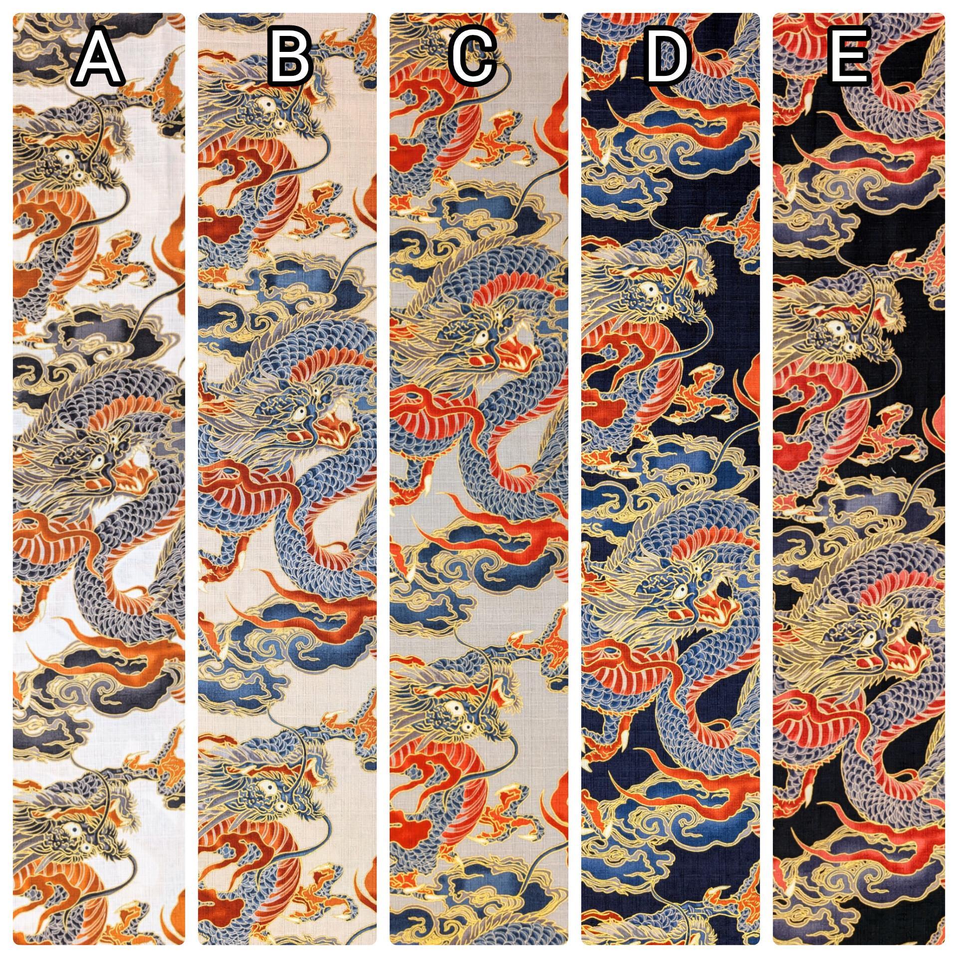 NEW Golden Dragons Hokkoh Japanese cotton dobby fabric 1025-100-1 E black