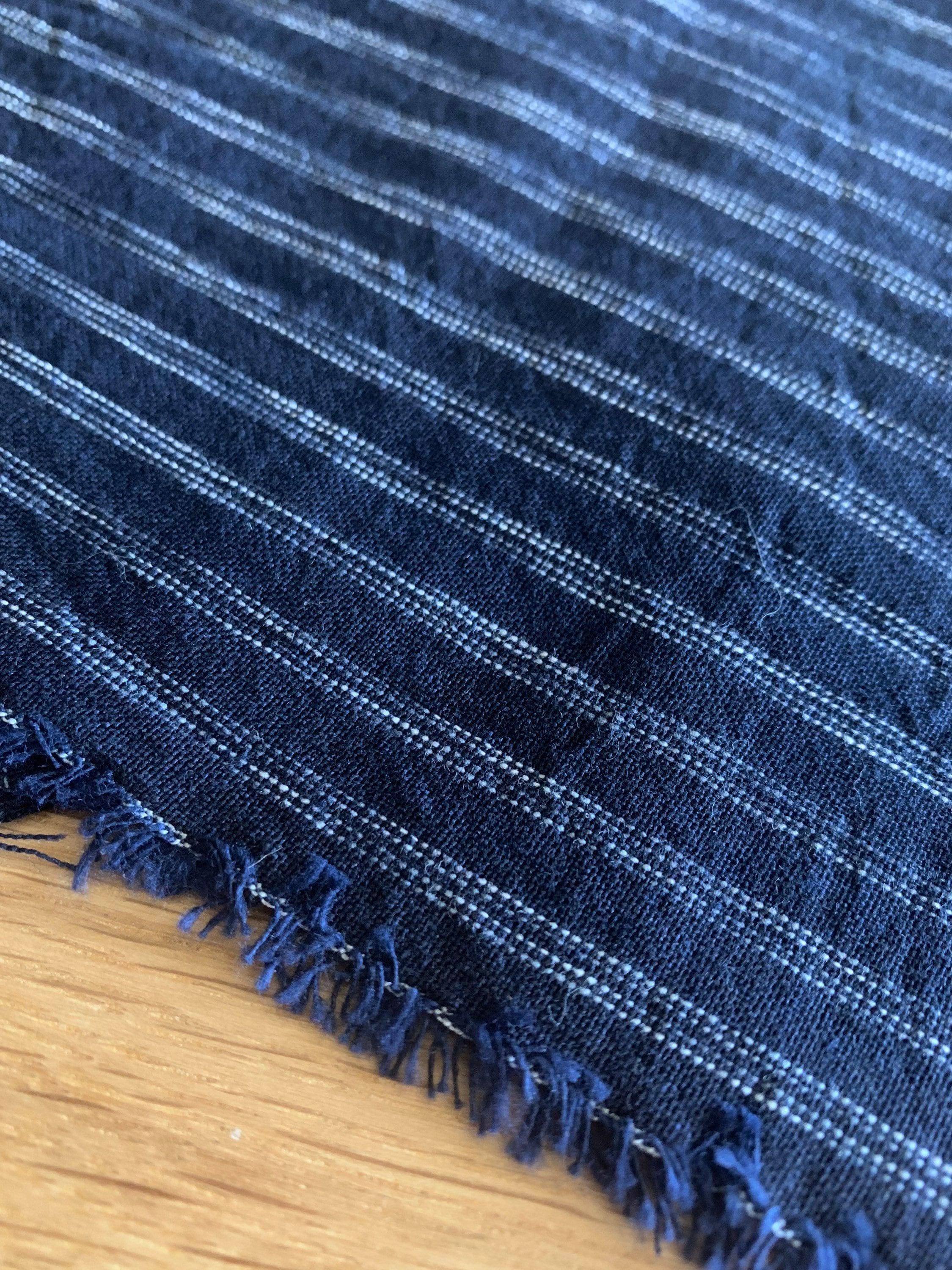 Orimono Imports - Rustic Woven Stripe Cotton - Navy Blue