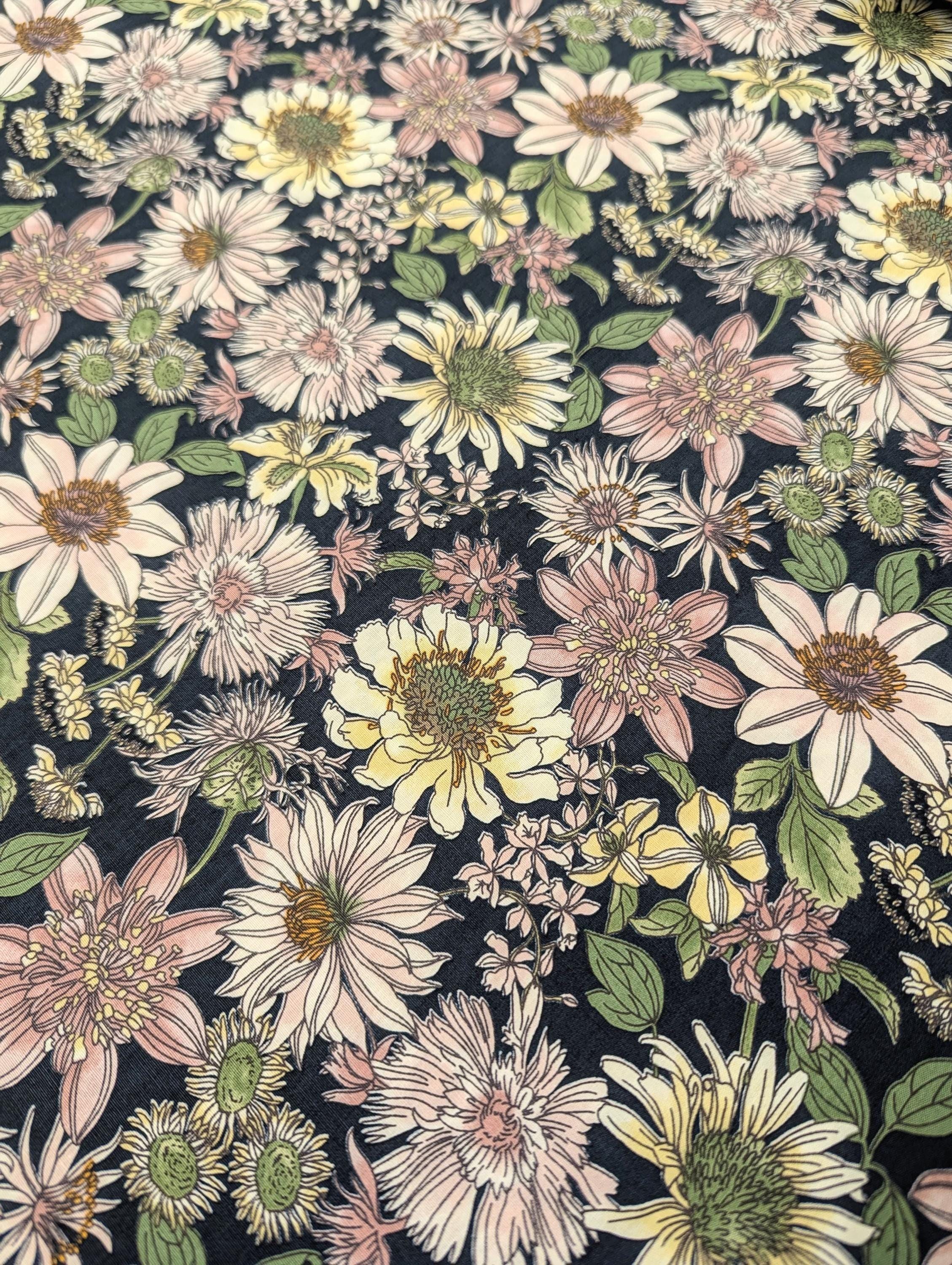 Hokkoh - Meadow Bouquet Cotton Fabric - Dark Blue