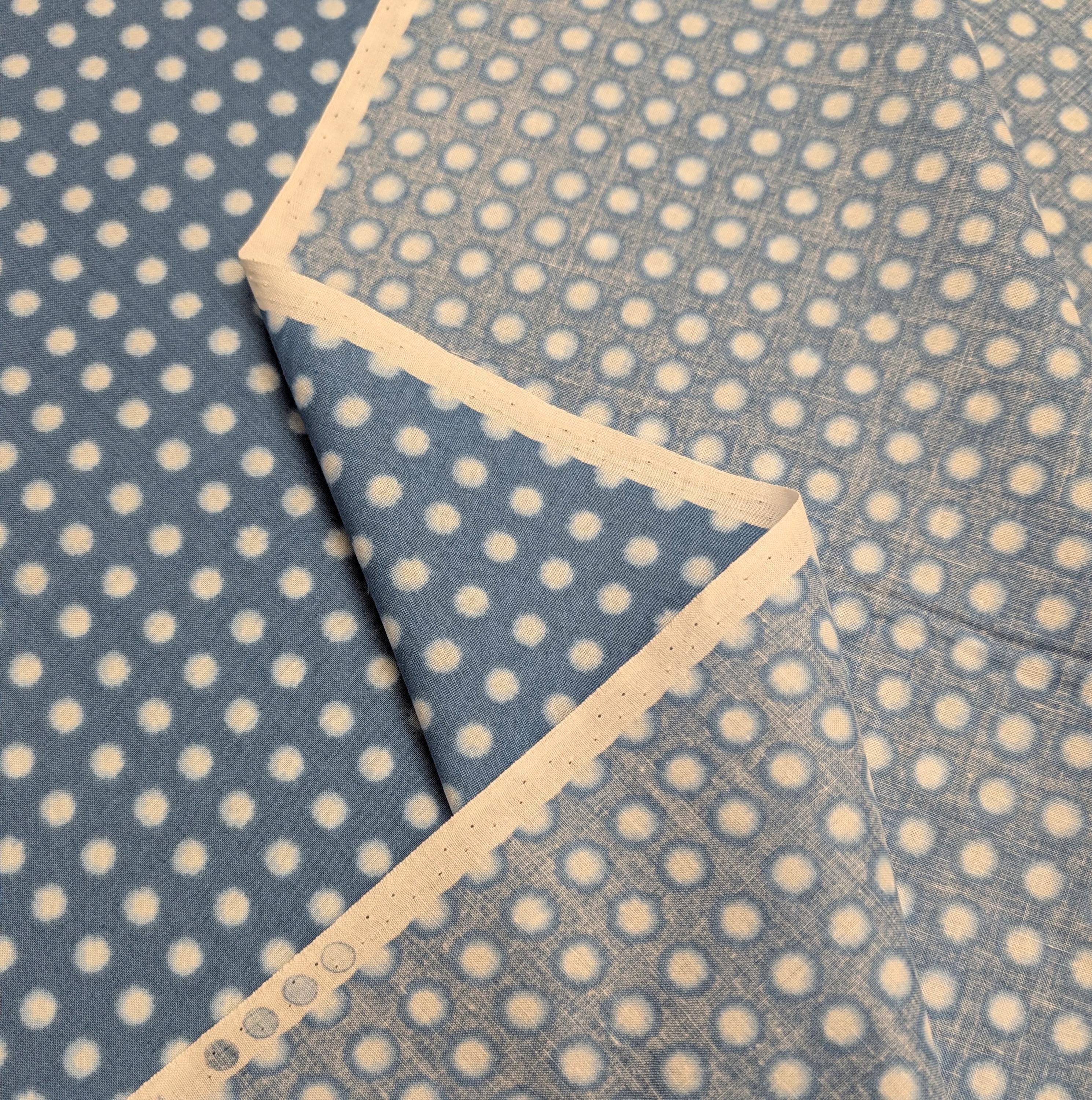 Sevenberry - Polka Dot Printed Shibori-Style Collection Cotton Fabric - Light Blue