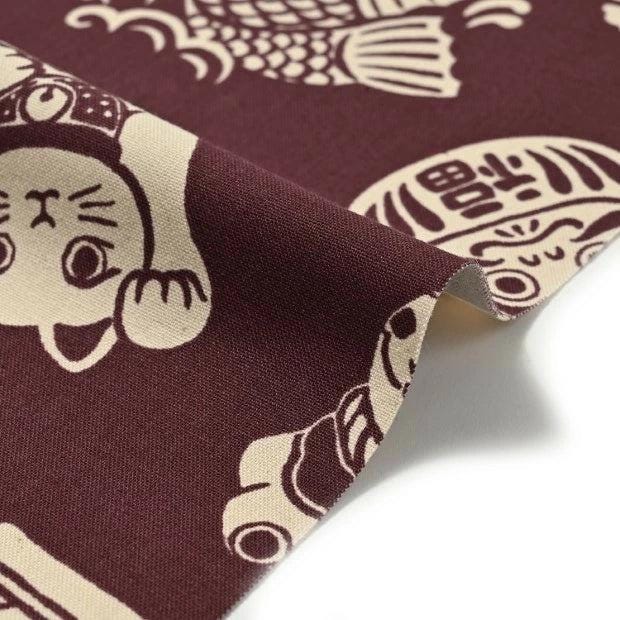 Lucky Cats and More Kokka Japanese cotton light canvas fabric YKA-29100-3B - half yard