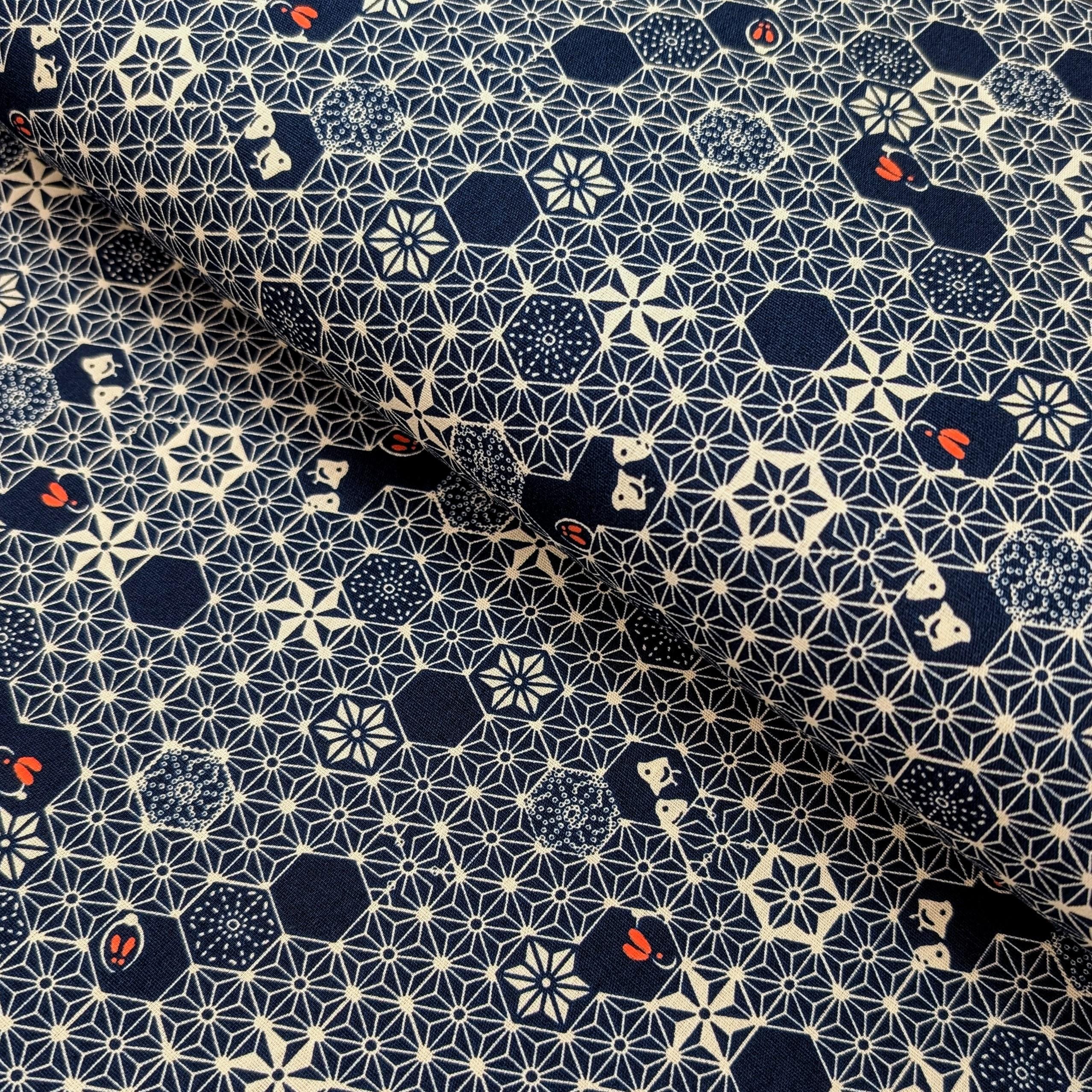 Tortoise Shell Honeycomb Japanese cotton fabric Y-3060-36E blue