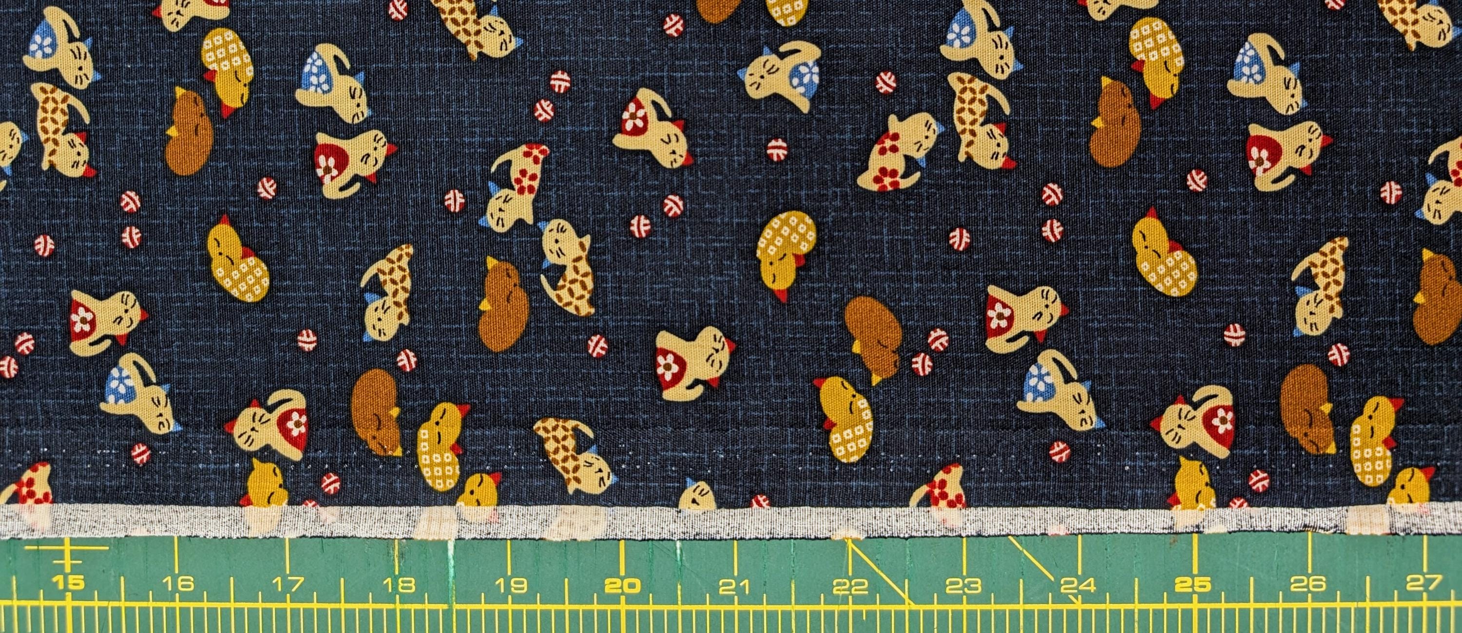 Napping Cats with Temari Japanese cotton fabric KW-3377-15 A