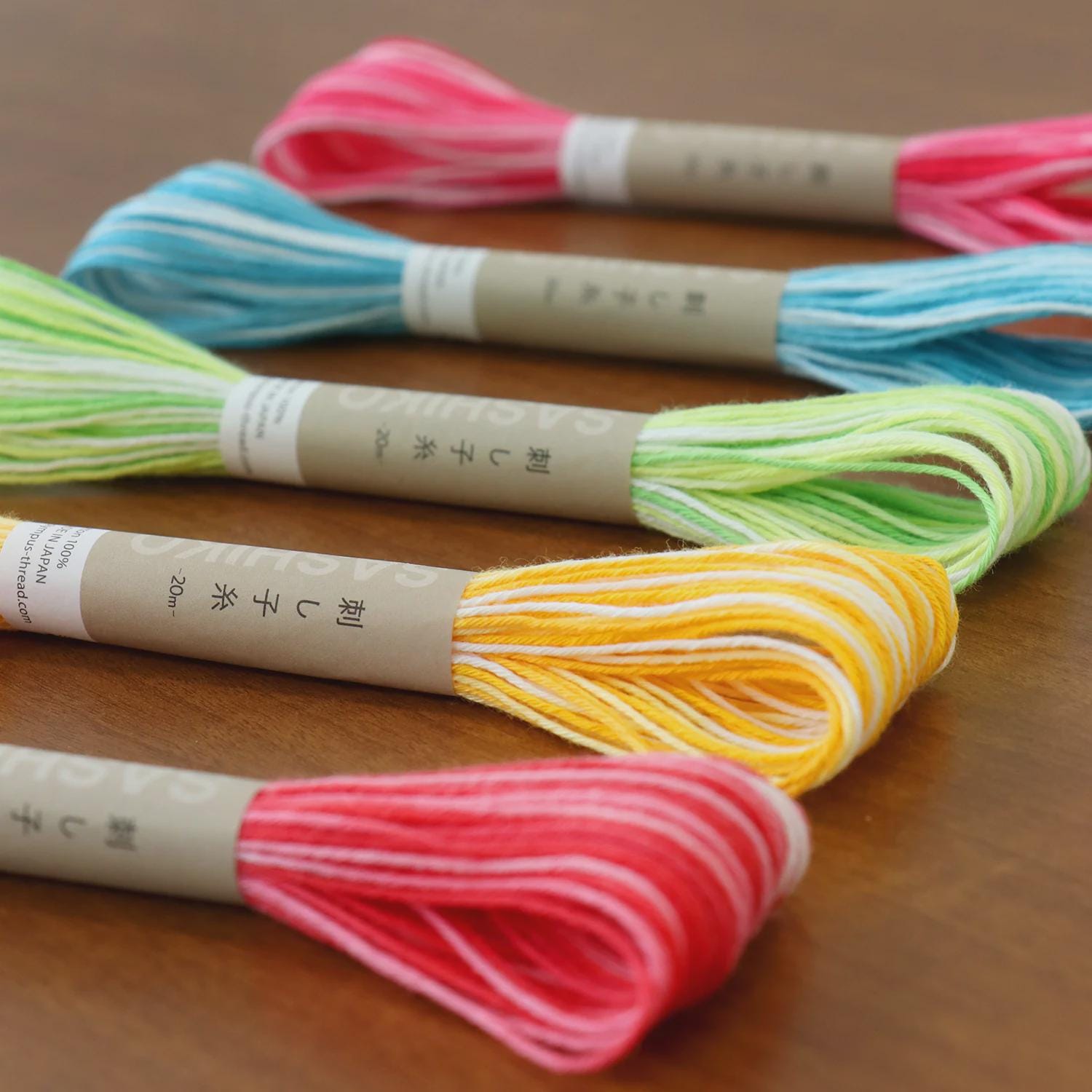 NEW Olympus - #56 Bright Variegated Green Japanese Cotton Sashiko thread 20 meter skein