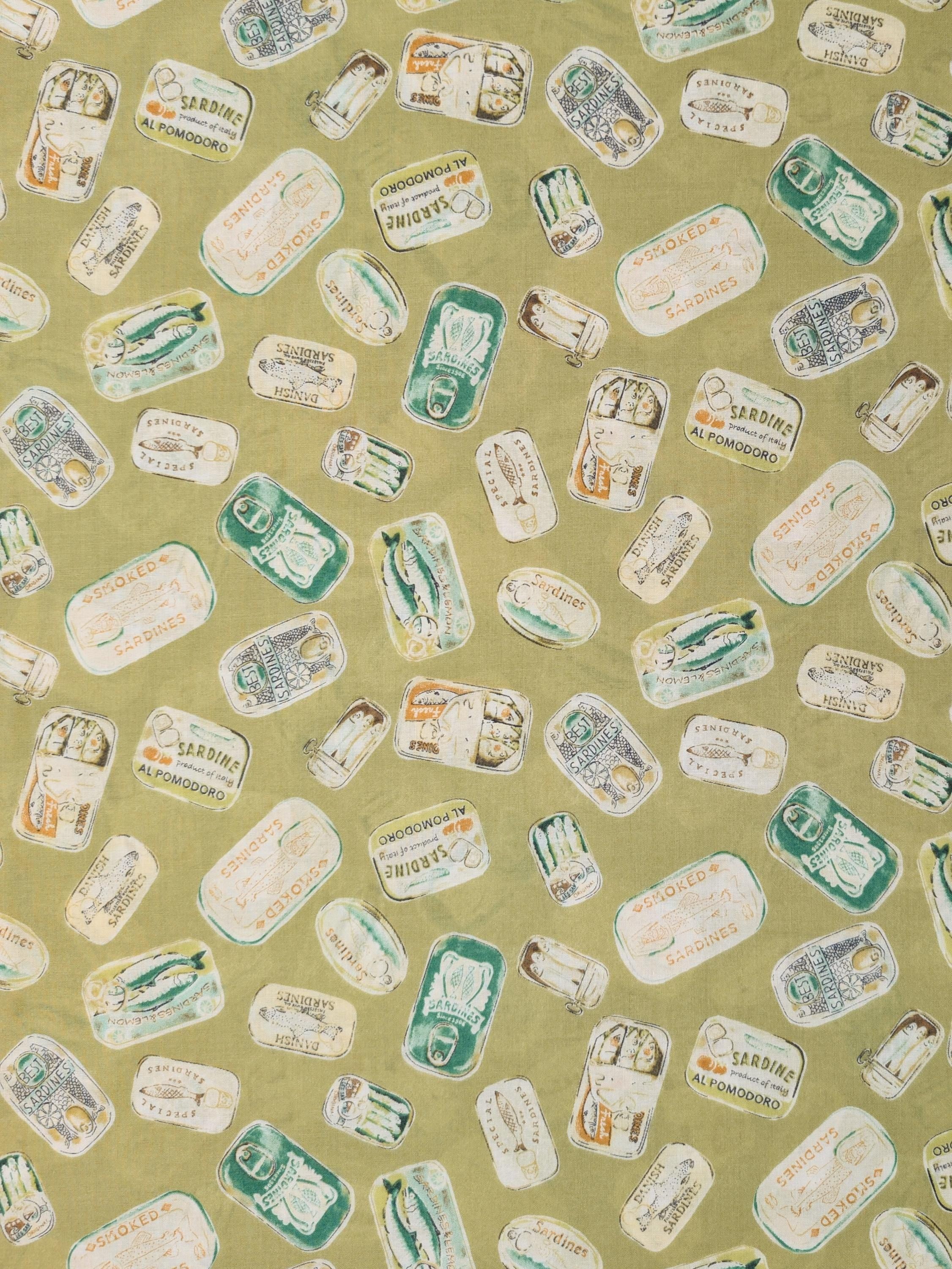 New Kokka - Sardine Tins Japanese Cotton Lawn Fabric NFA-63000-2-D