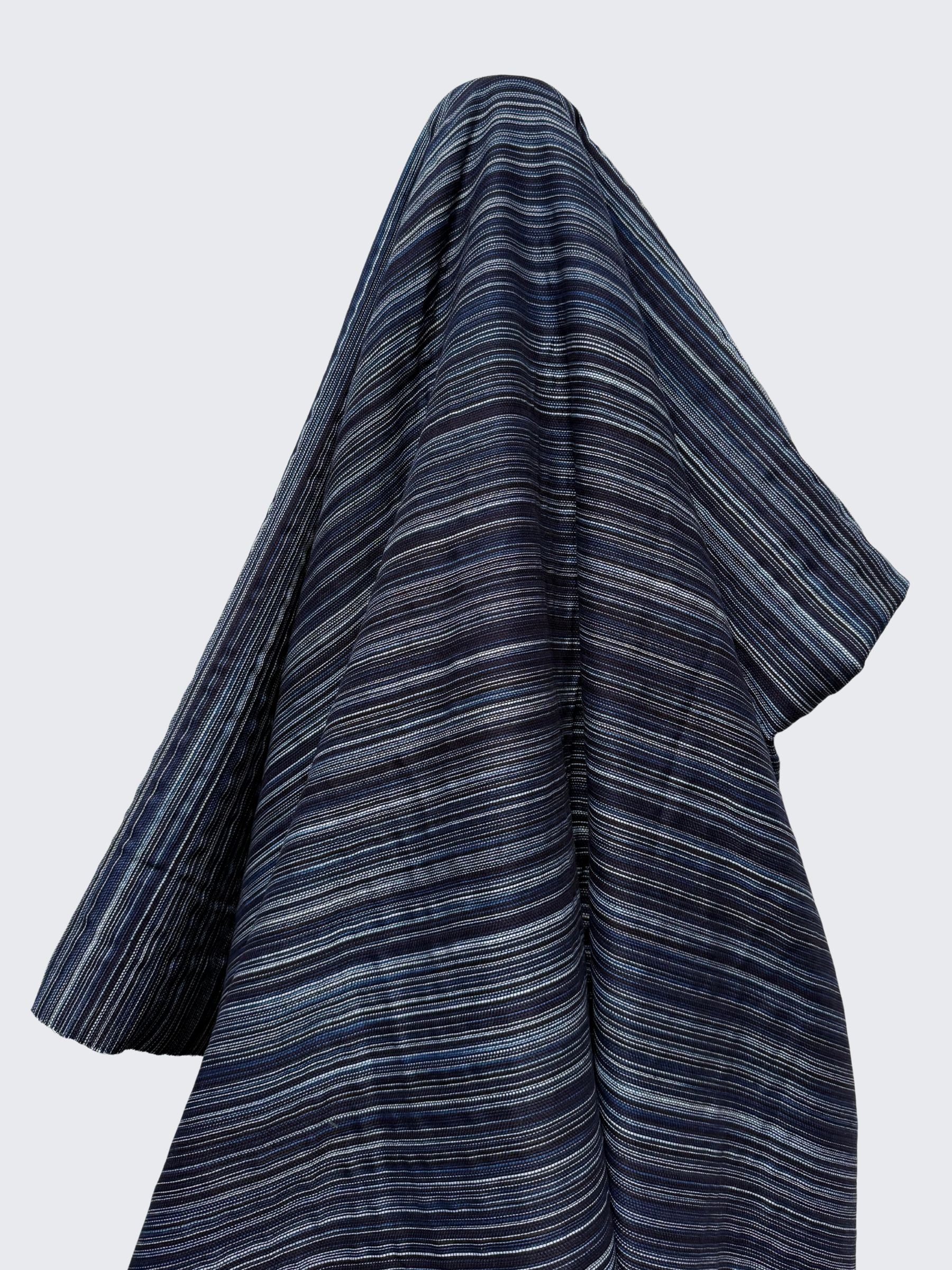 Orimono Imports - Woven Kasuri Sashi Stripe Cotton Fabric Dyed with Aizome Botanical Indigo