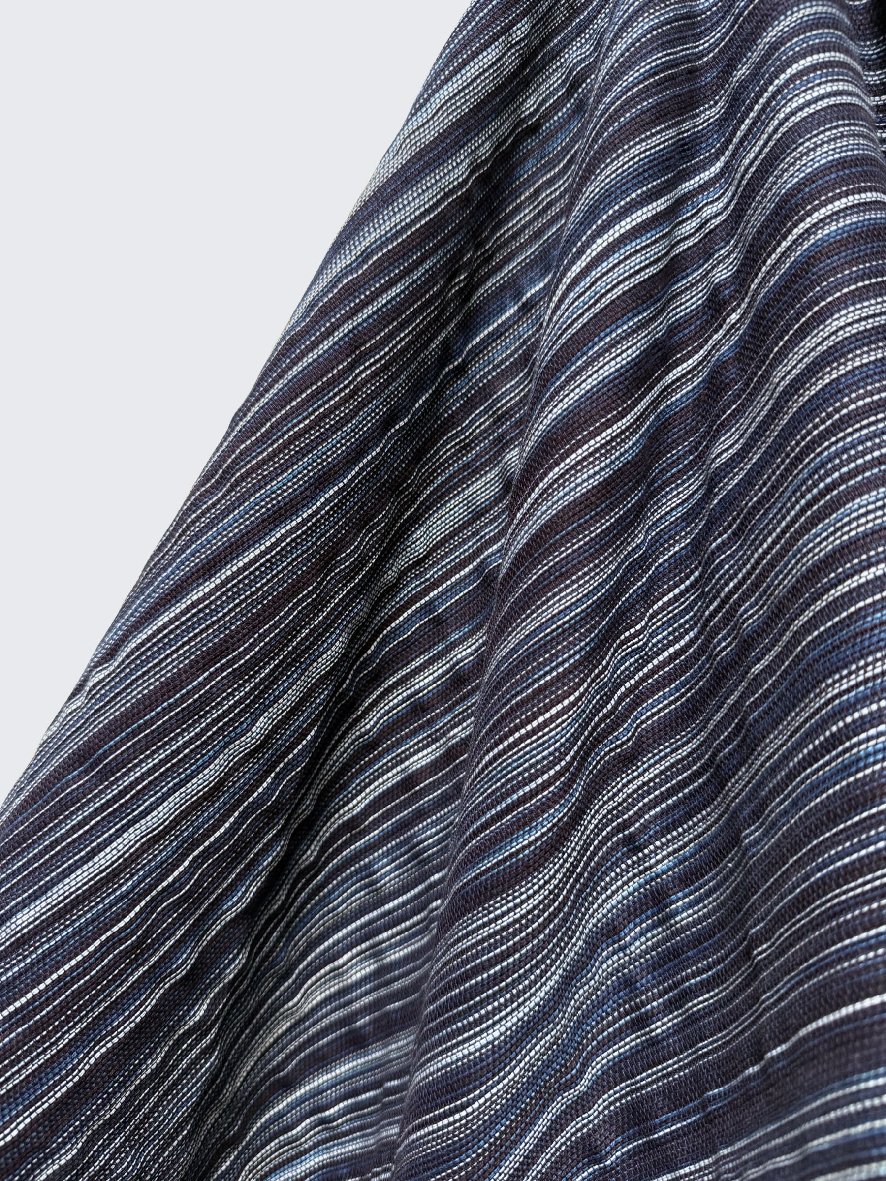Orimono Imports - Woven Kasuri Sashi Stripe Cotton Fabric Dyed with Aizome Botanical Indigo