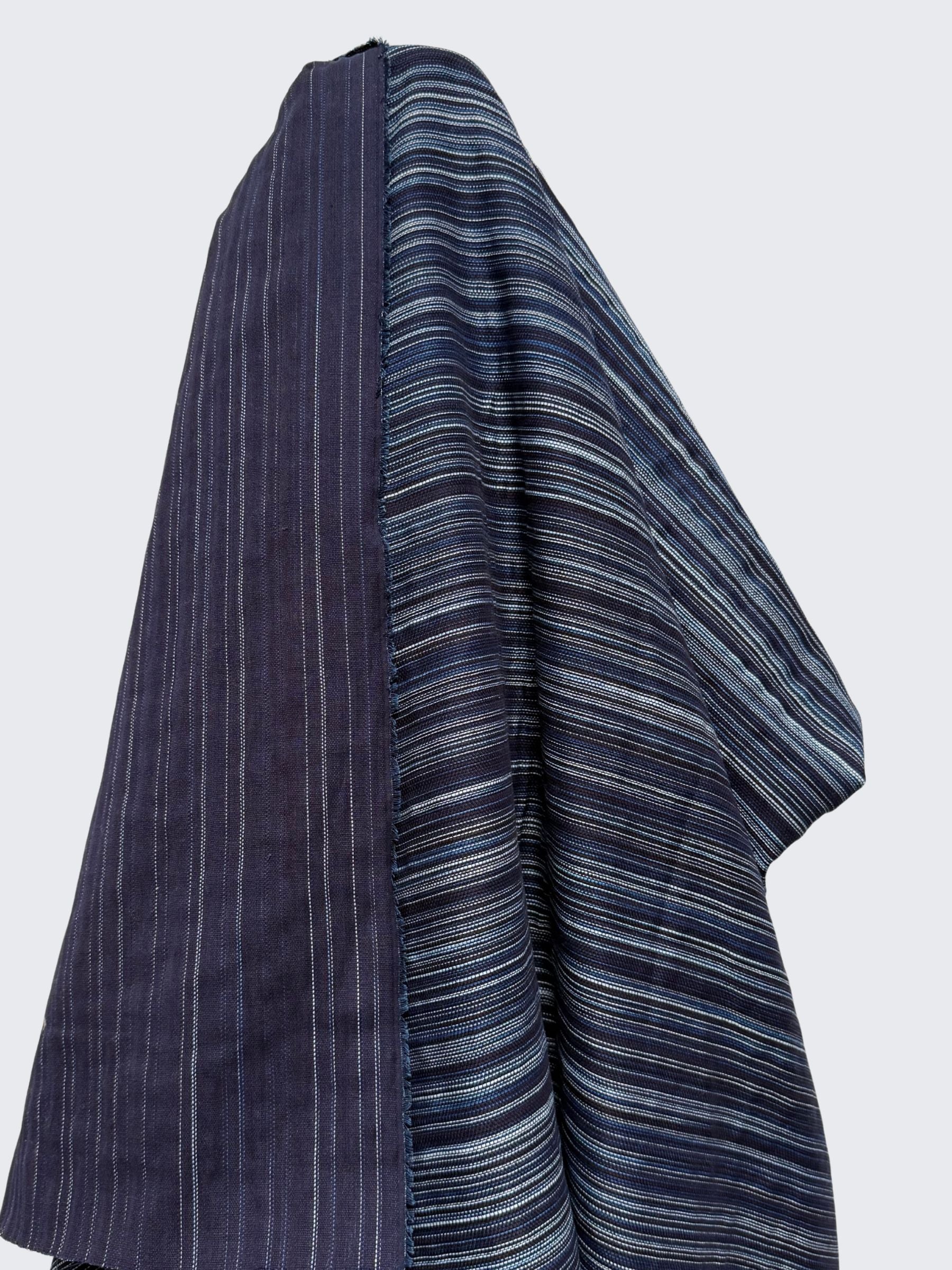 Orimono Imports - Woven Kasuri Sashi Stripe Cotton Fabric Dyed with Aizome Botanical Indigo