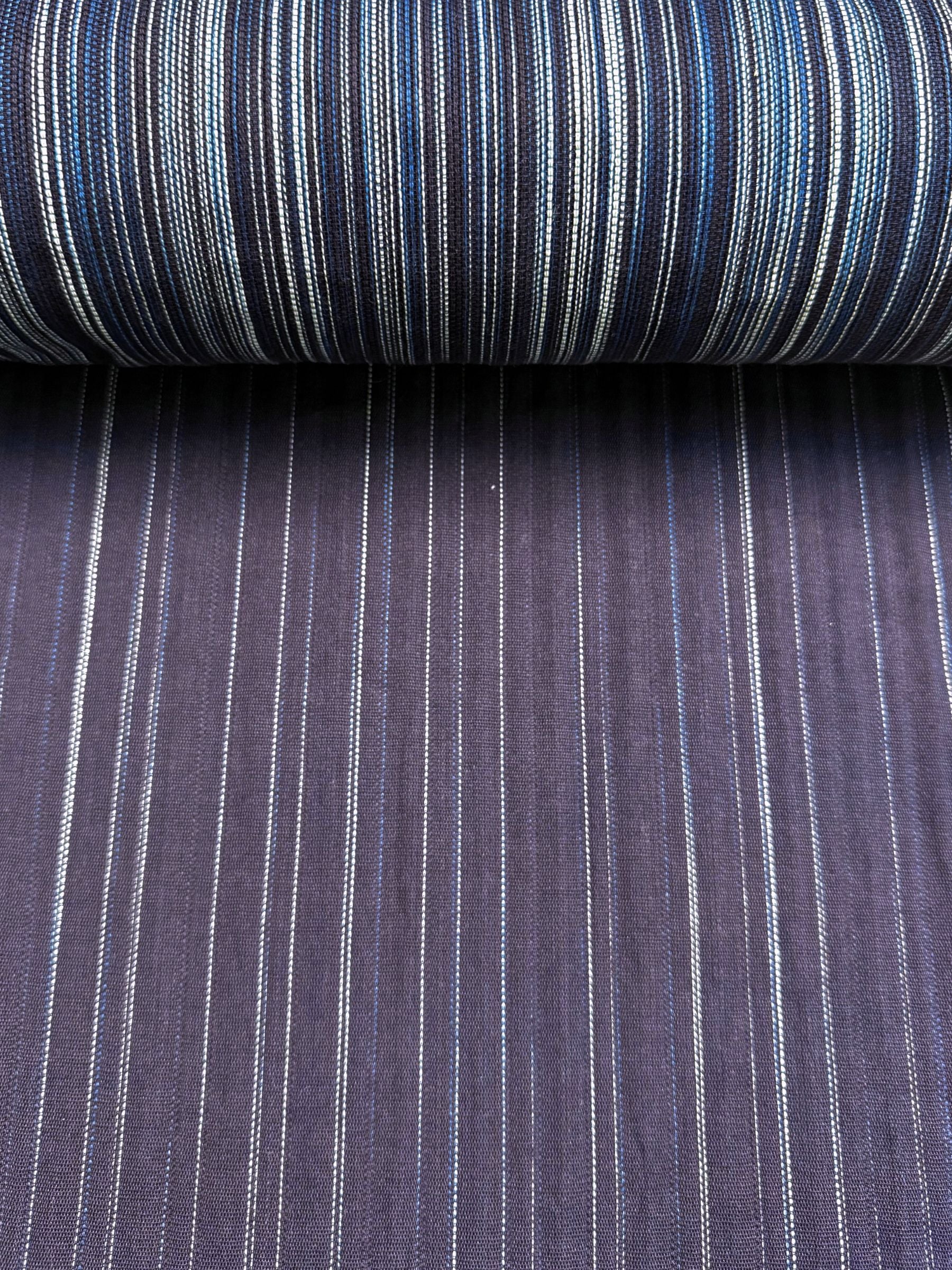 Orimono Imports - Woven Kasuri Sashi Stripe Cotton Fabric Dyed with Aizome Botanical Indigo
