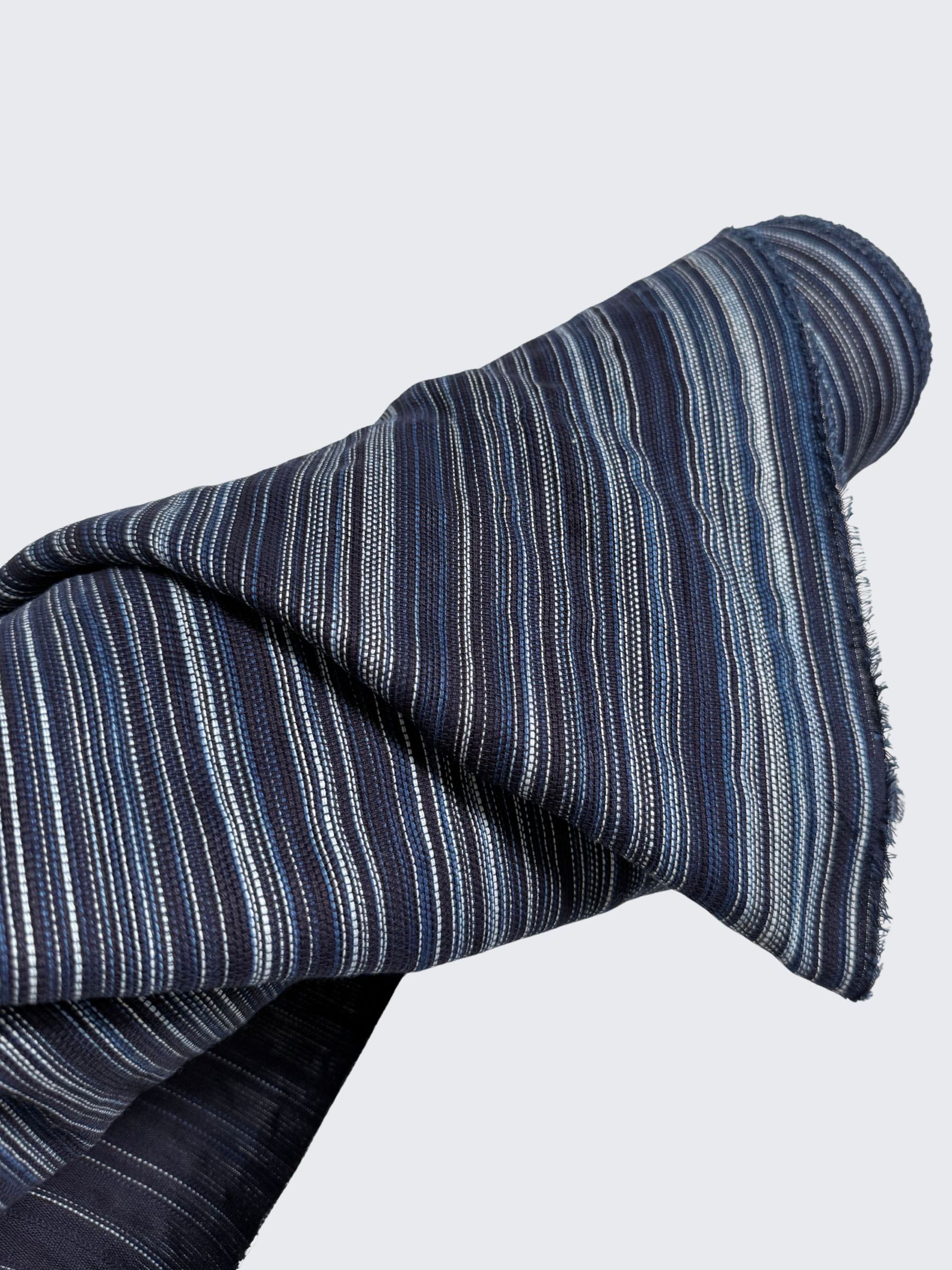 Orimono Imports - Woven Kasuri Sashi Stripe Cotton Fabric Dyed with Aizome Botanical Indigo