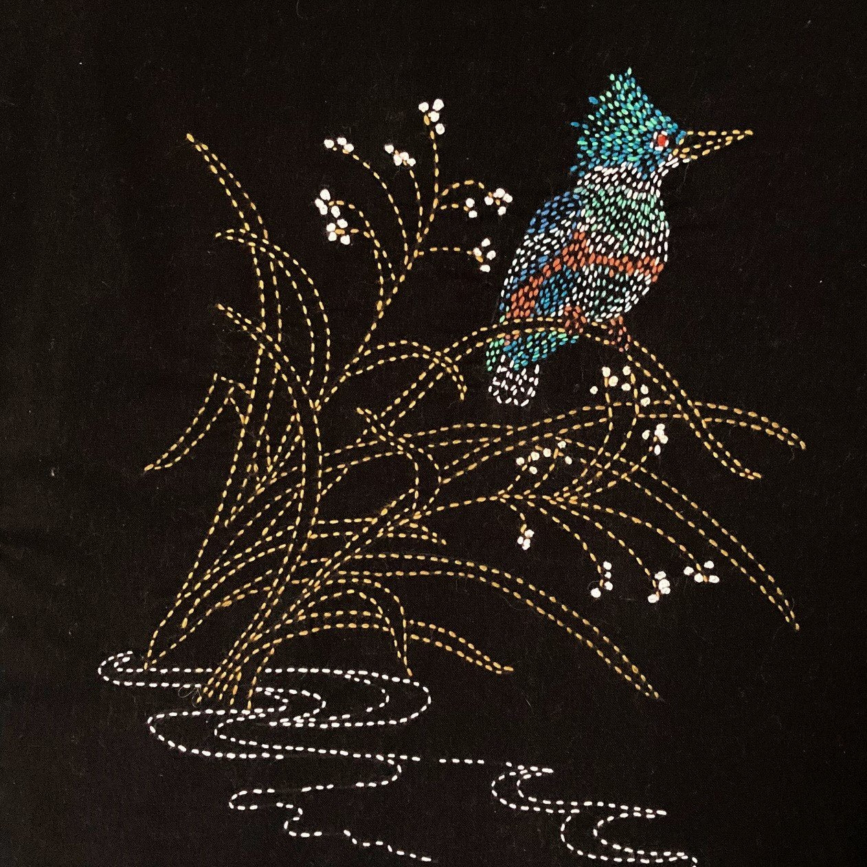 Sylvia Pippen - Kingfisher Pre-Printed Ocean Sashiko Sampler - Indigo Batik