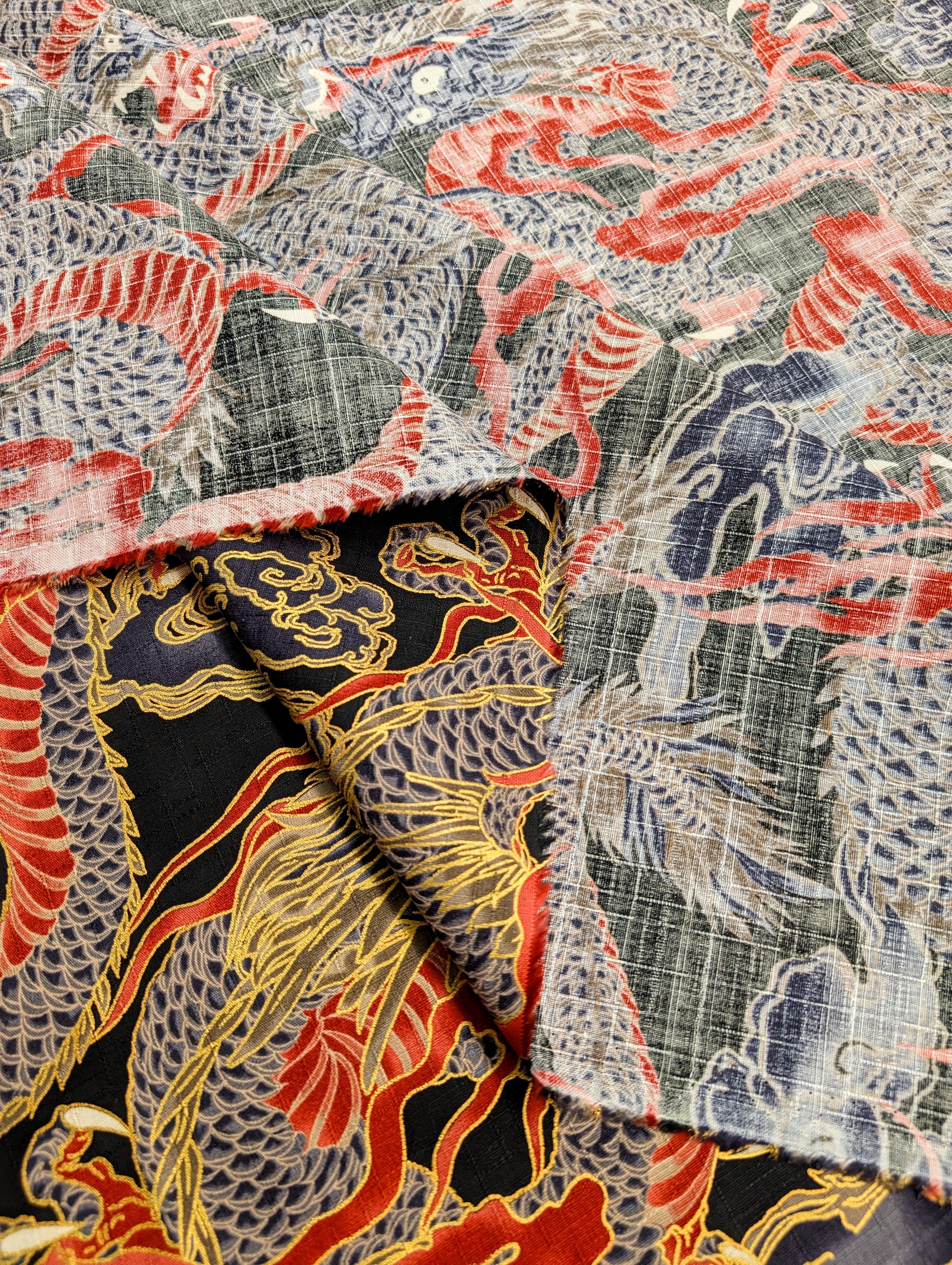 Hokkoh - Golden Dragons Cotton Dobby - Black