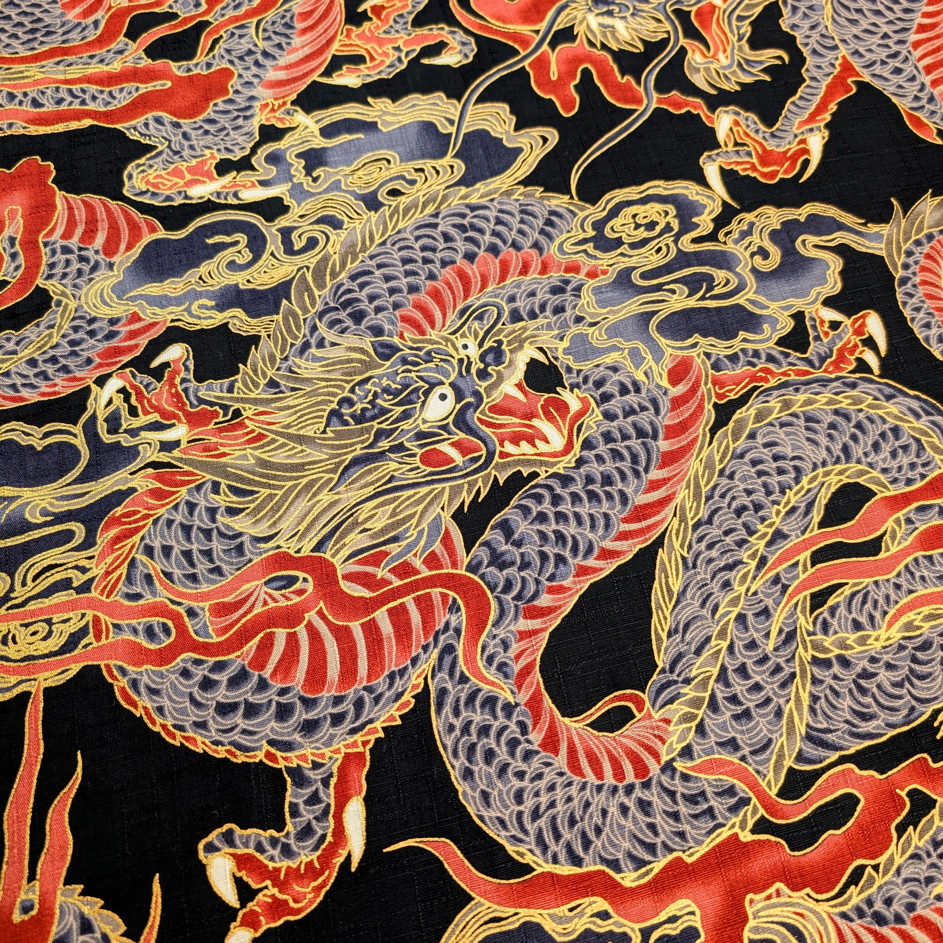 Hokkoh - Golden Dragons Cotton Dobby - Black