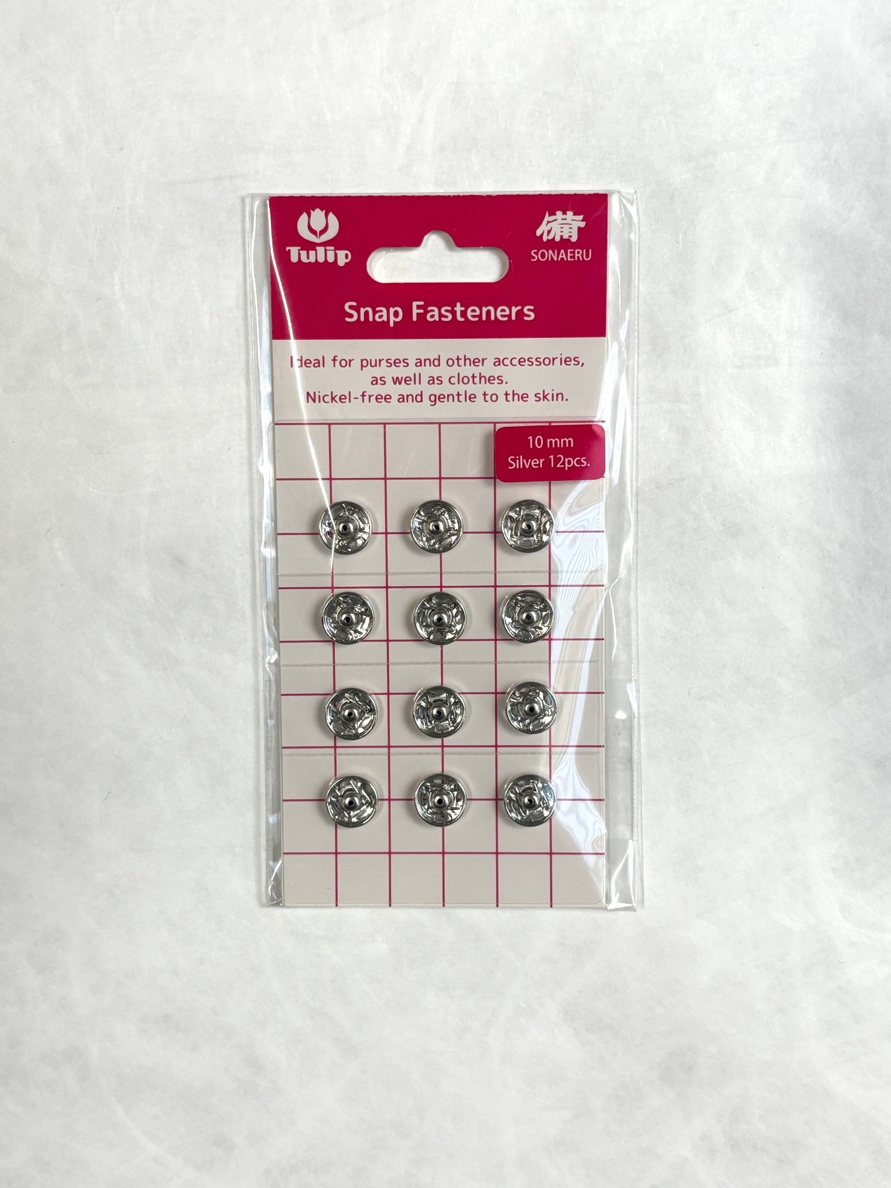 Tulip - "Sonaeru 備" Snap Fasteners Various Sizes 7mm to 21mm - Silver